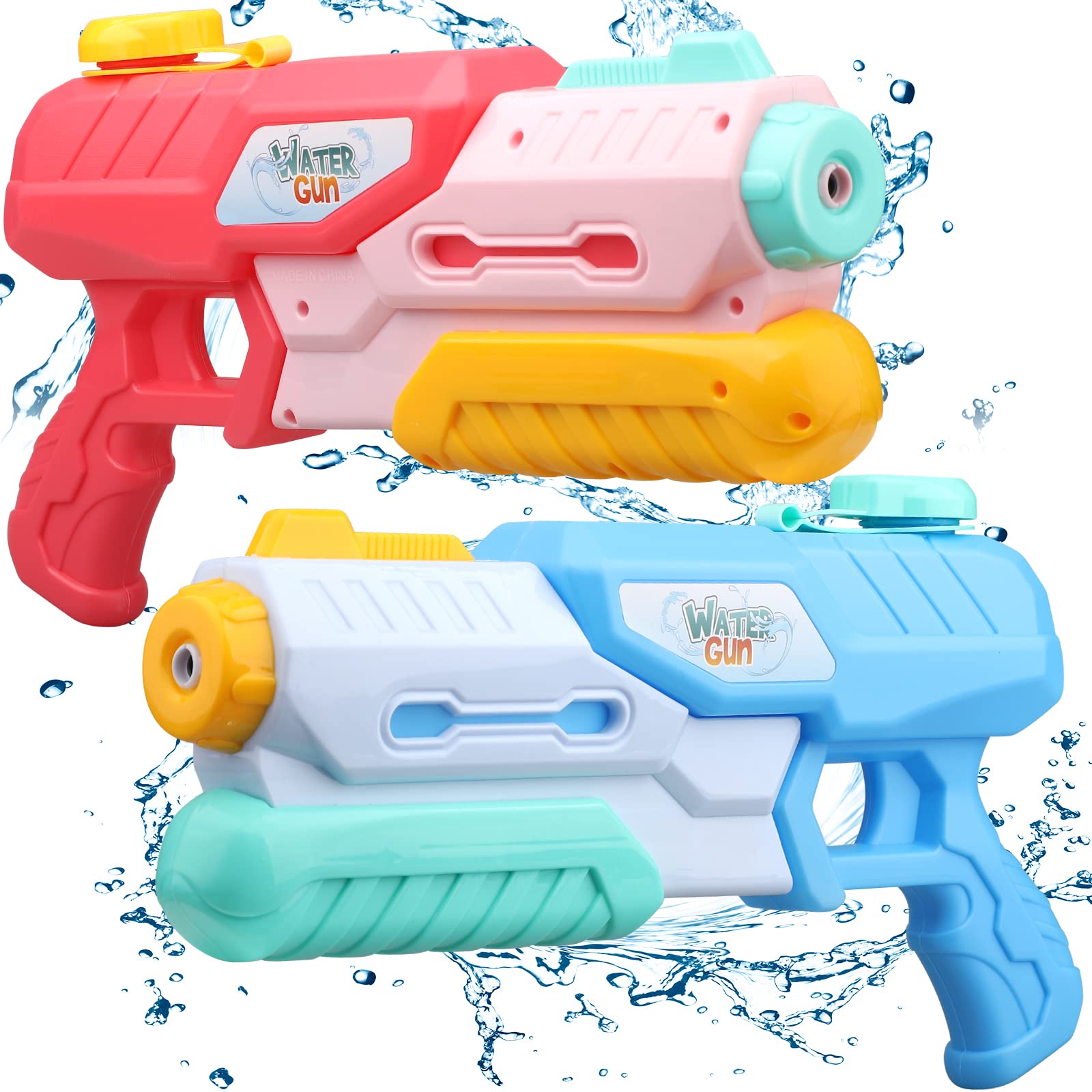 Large Water Guns Toy Set 2 Pack for Kids Adults Cool Water Pistol Squirt for Beach Outdoor Swimimng Pool 1200 CC Water Blaster For Boy Girl Pool Party Favors Supplies Blue