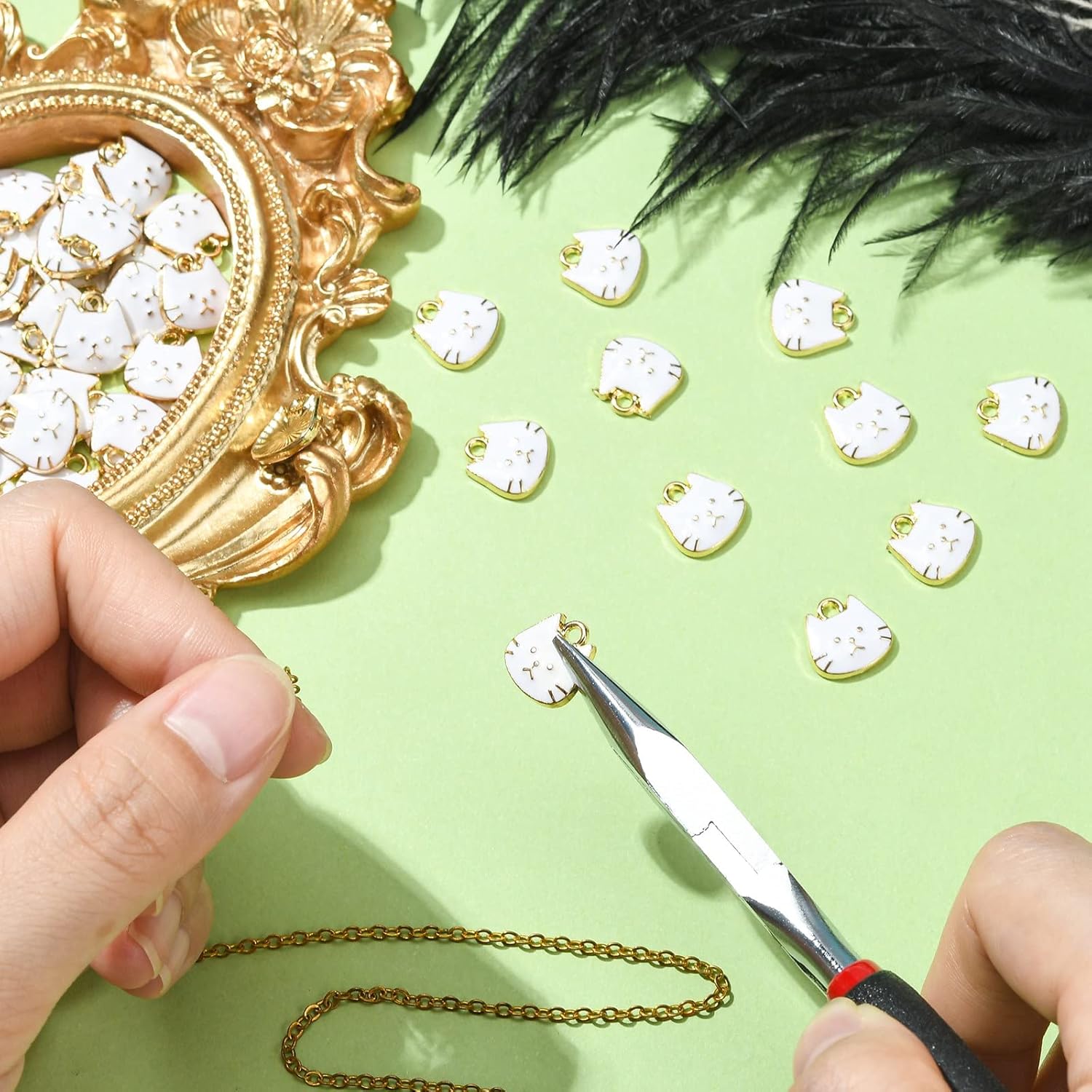 KitBeads 20pcs Enamel White Cat Charms - Mini Cute Animal Kitten for Jewelry Making Bracelets Necklace Bulk - Lovely Pet - Image 4