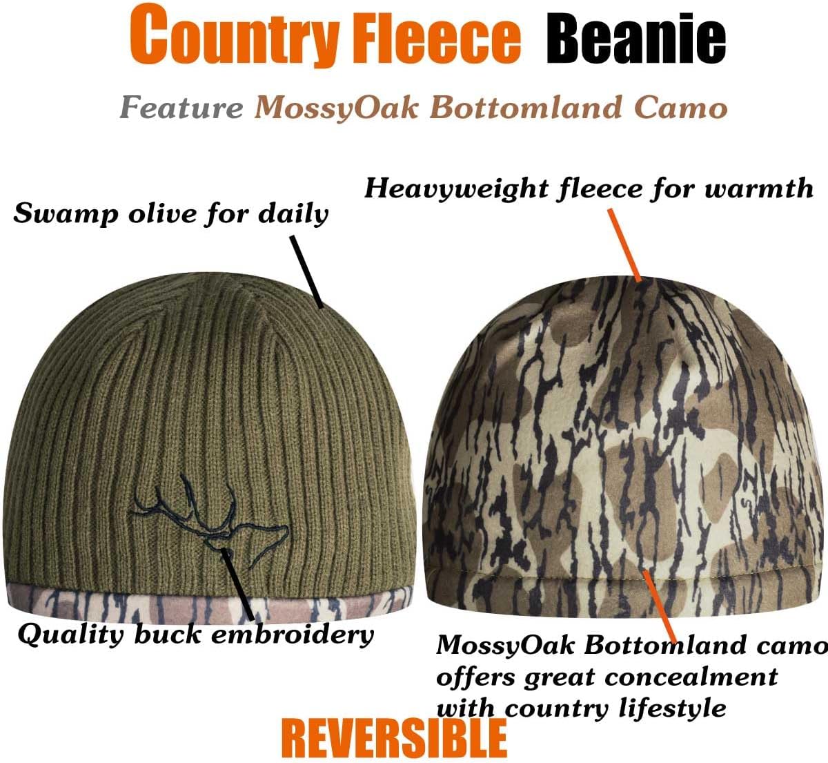EDTREK Reversible Windproof Fleece Beanie Hat - Warm Winter Hat for Hunting Fishing Camping in Cold Weather - Image 4