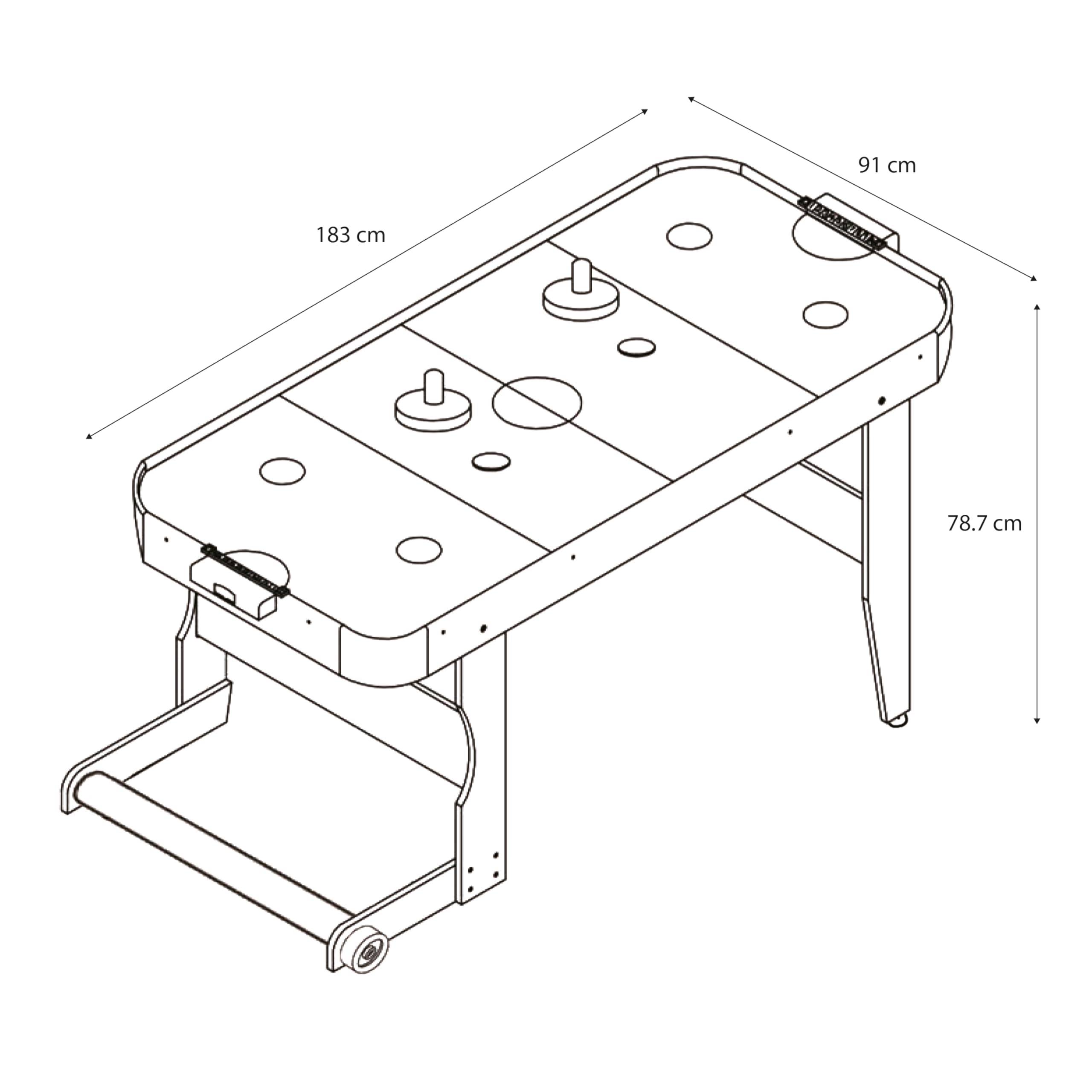 Cougar Icing Tavolo da airhockey pieghevole in varie dimensioni | Tavolo da airhockey incl accessori (pucks & pushers) | Tavolo da gioco per bambini e adulti