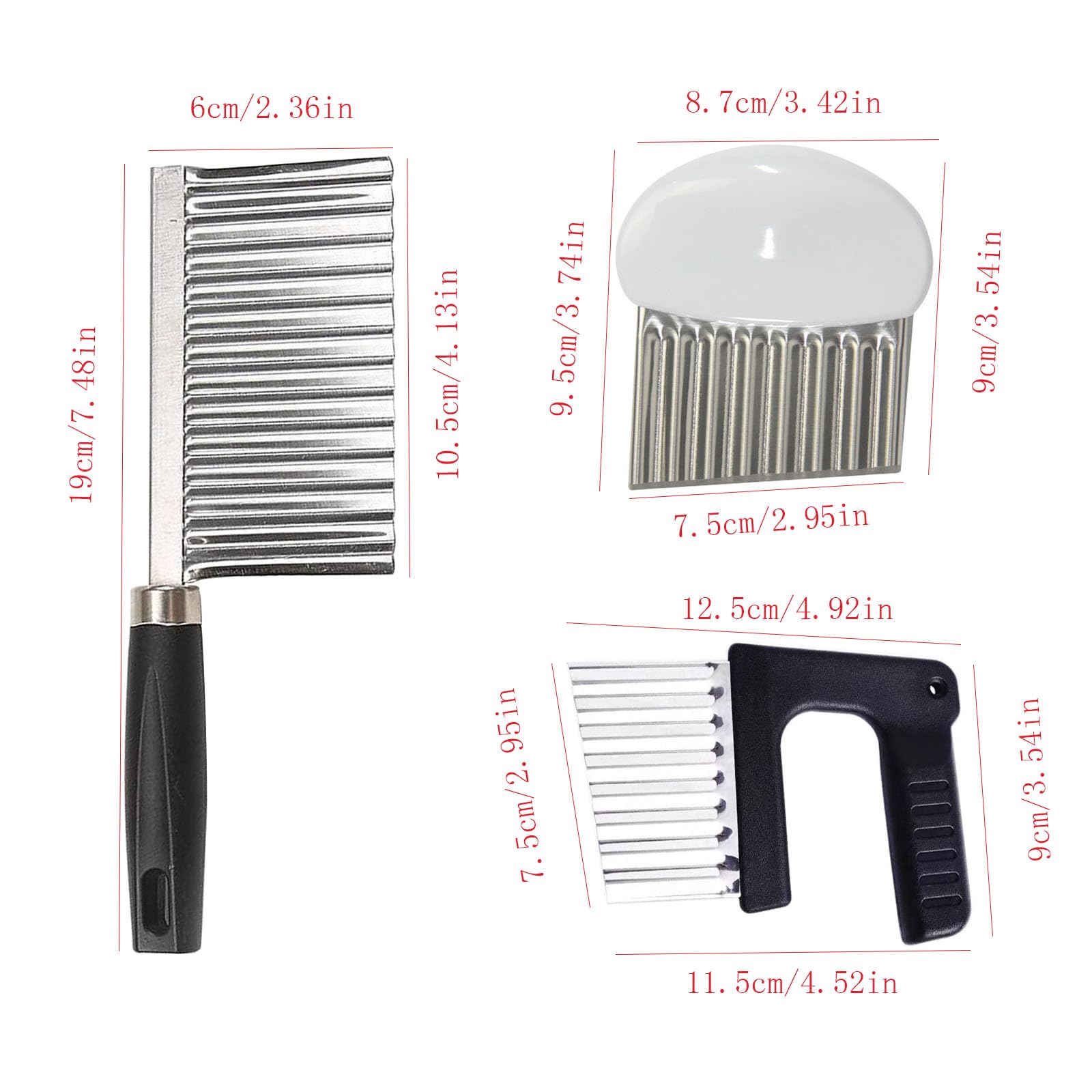 2 Pcs Stainless Steel Crinkle Cutter And 2 Pcs Kitchen Multi-Functional Vegetable Cutter Crinkle Cutter For Veggies,Potato Carrot Chip Vegetable Cheese Crinkle Wavy Chopper Cutter (multicolor)