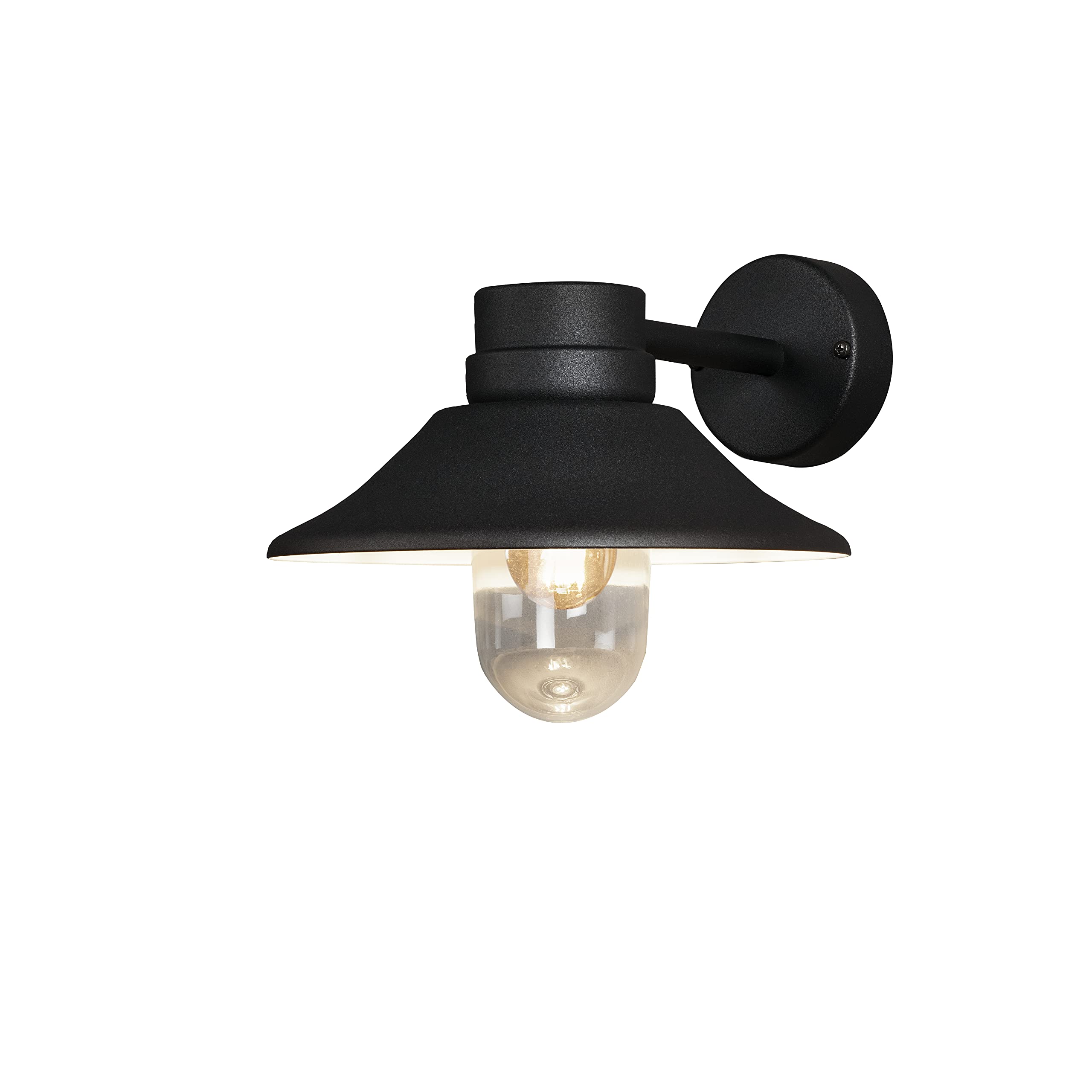 Konstsmide Outdoor Wall Light Mains Powered/Vega Down Traditional Porch Lantern/1 x 60 W E27 Max Lamp/Clear Glass/Aluminium/IP54/Outside Light Matt Black
