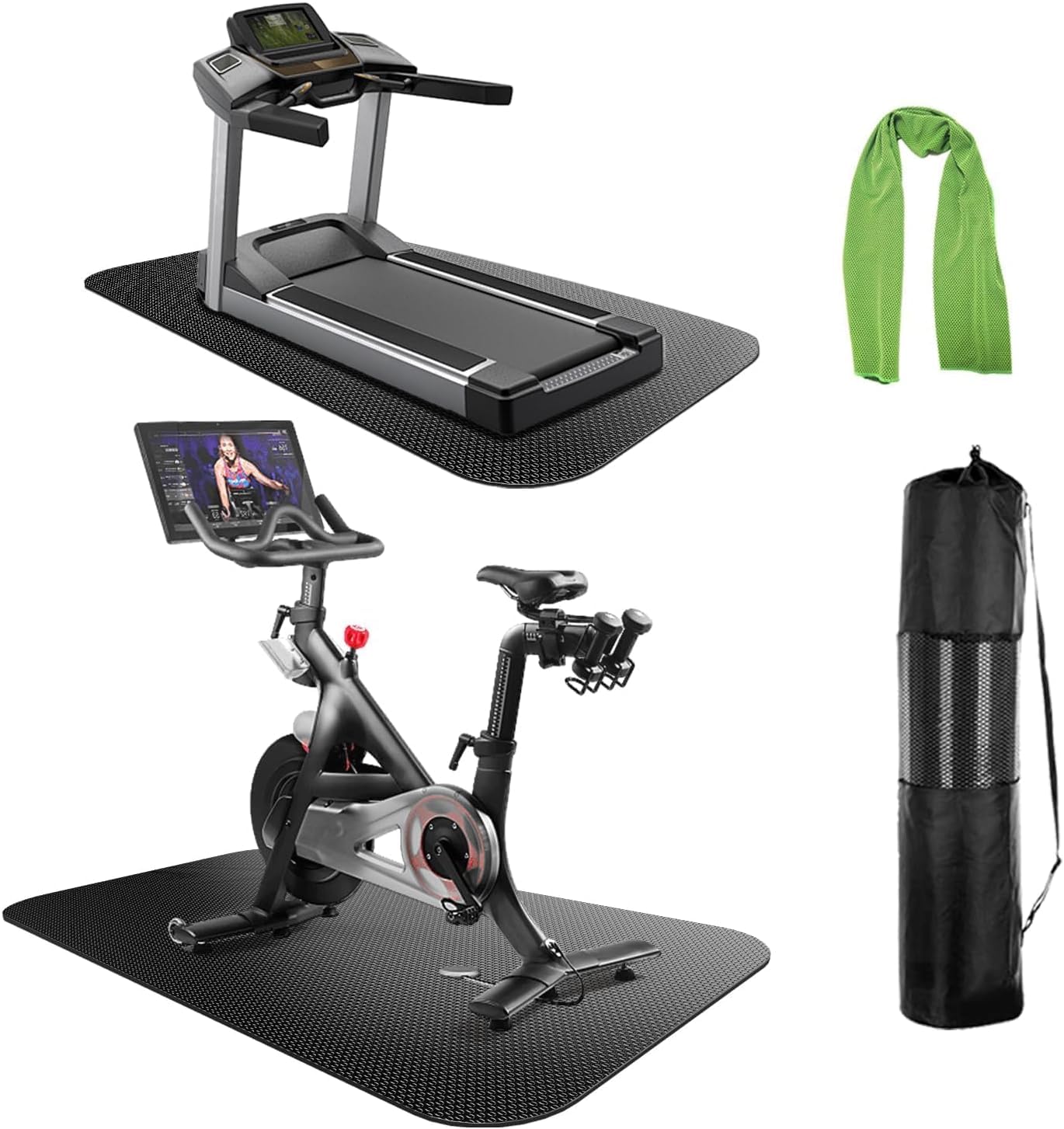 Treadmill Mat,Exercise Bike Mat,Exercise Equipment Walking Pad Mat,Heavy-Duty Protective Floor Mat for Under Stationary Bike,Spin Bike,Fitness Equipment (120 x 60 cm + Storage Bag)