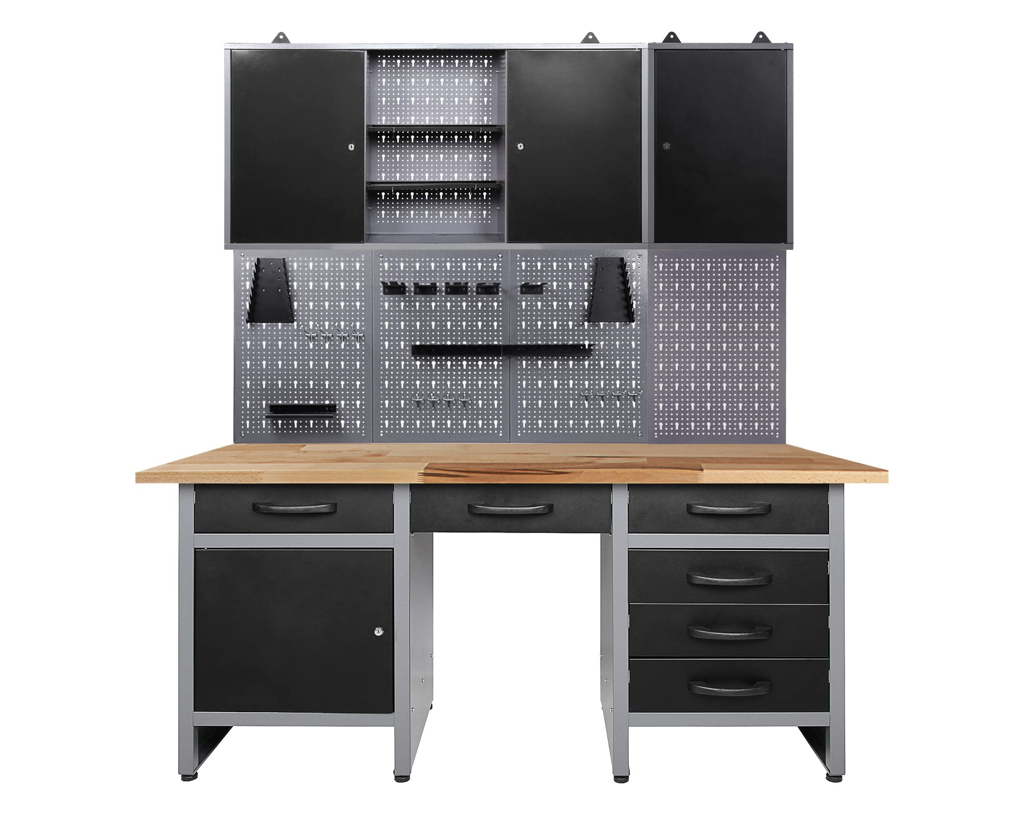 Ondis24 Werkstatteinrichtung Harry 162 cm, Werkbank, 2X Werkzeugschrank, Werkzeugwand Metall