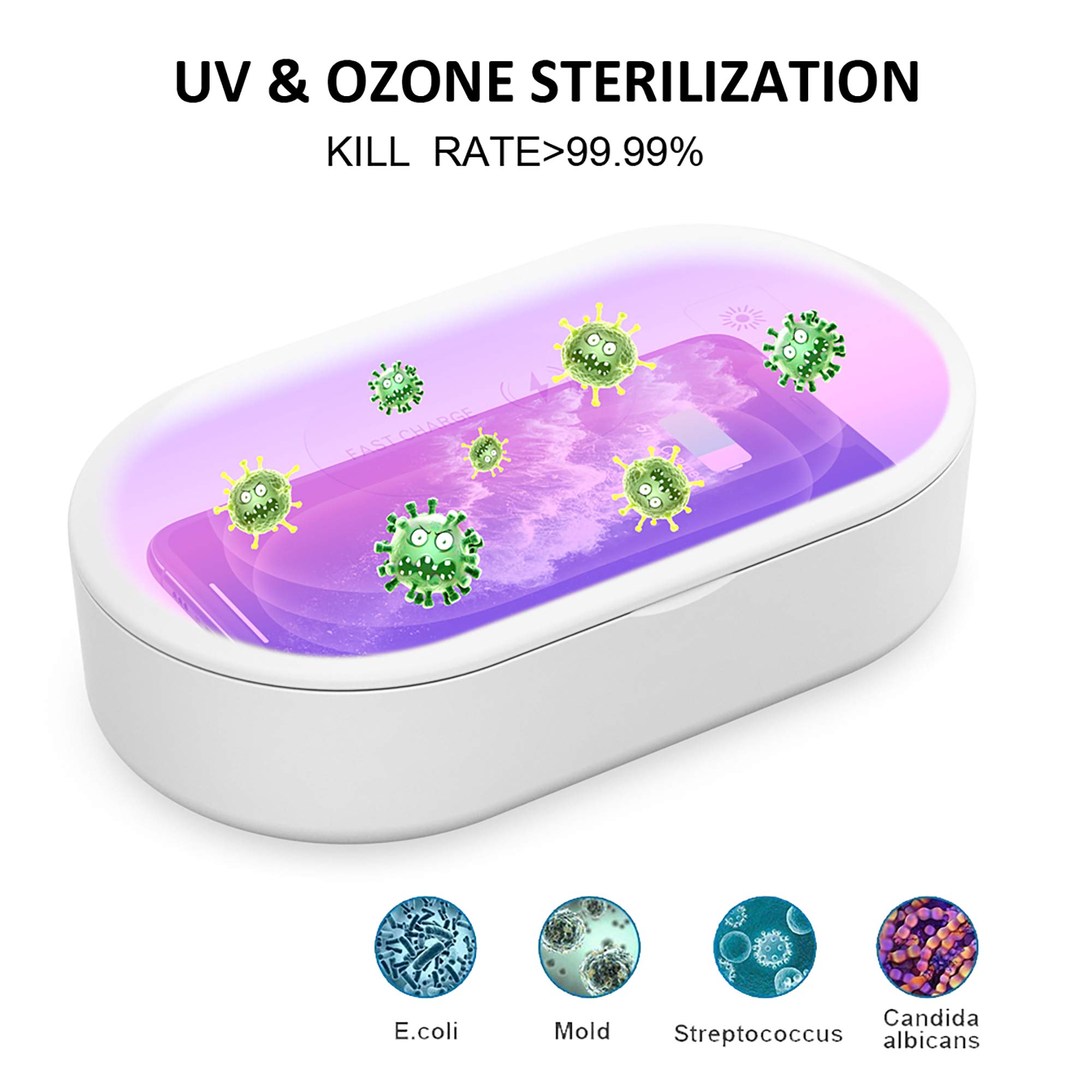 Multifuncional Grande Esterilizador UV Lámpara Caja Portátil Ultravioleta Ozono Eléctrico LED Luz Móvil Cepillo de Dientes Germicida Desinfección UV Box 3 en 1 Inalámbrica Carga Aromaterapia