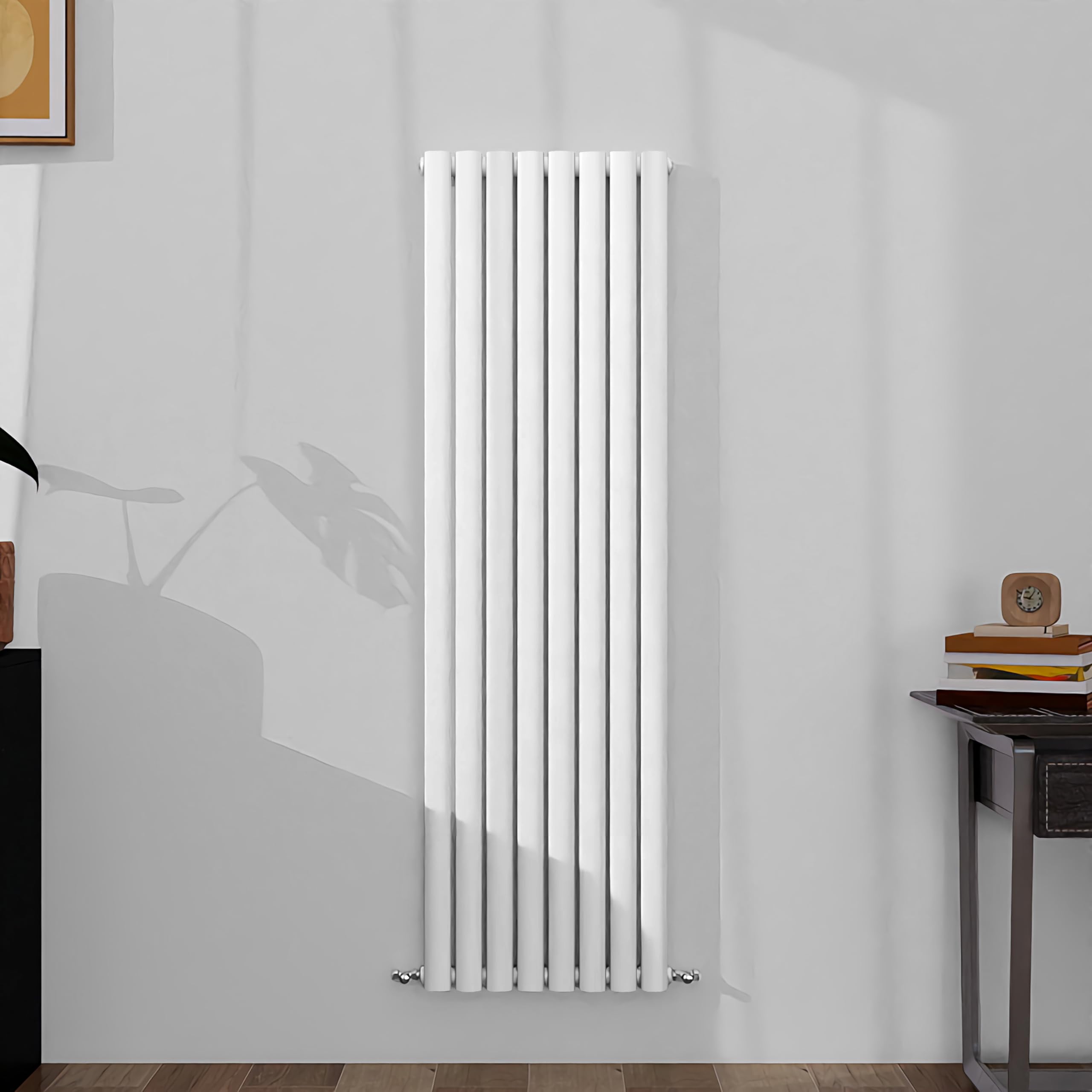 SLINE SANITARY Vertical Oval Column Rradiator Bathroom Central Heating White 1600×472mm Single Panel Radiator