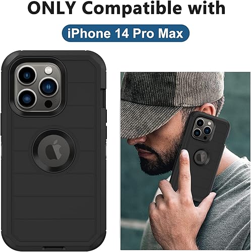 Miniatura 2 de Funda para iPhone 14 Pro Max de 6.7 pulgadas, con protector de pantalla integrado, protección resistente contra caídas, cuerpo completo, resistente