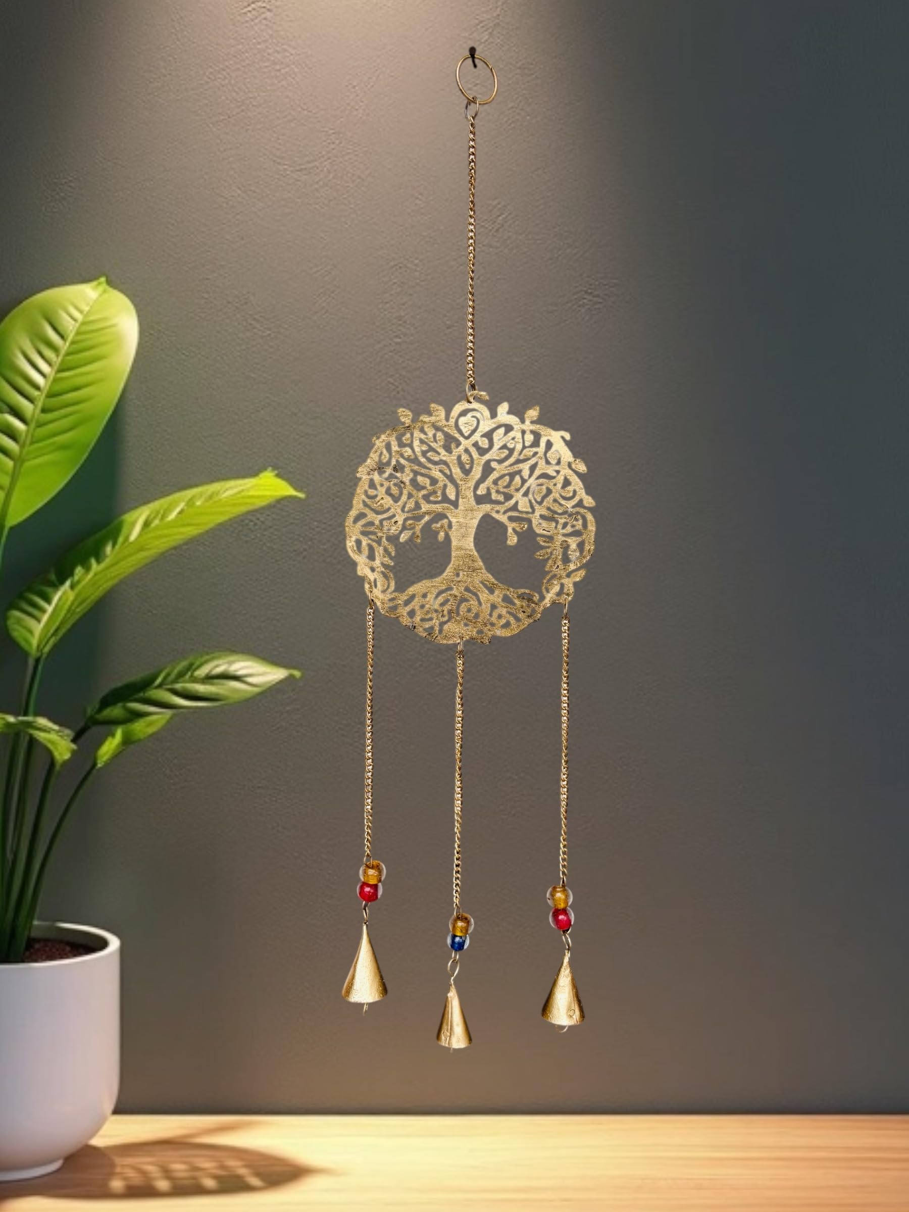 Metal Wind Chime for Home Garden Balcony & Gifting | Tree Bells Wind Chime Wall Hanging Decoration Decor Item | Feng Shui Vastu Bell Hanging | Antique Design (Tree Small Antique)