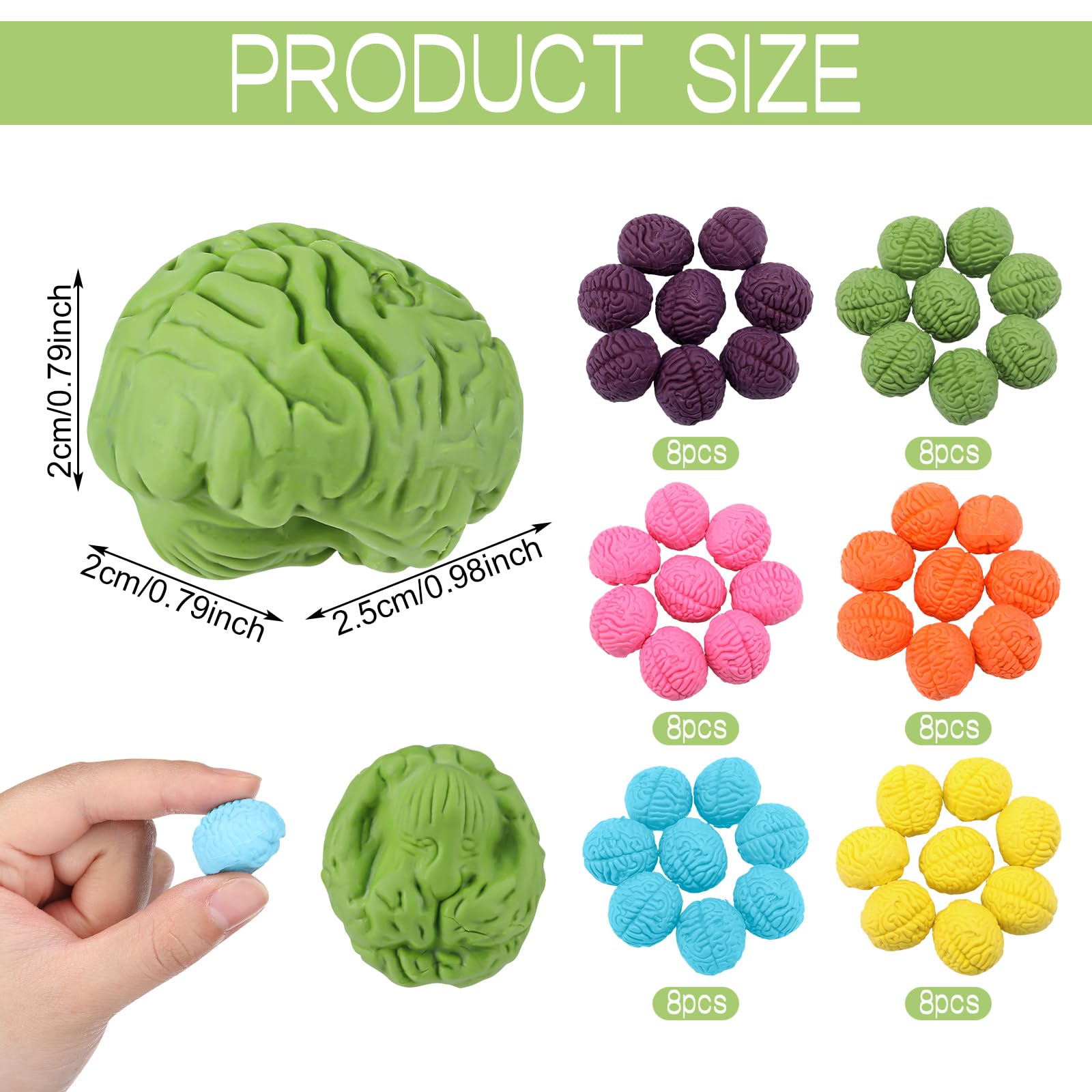 Gilprop 48 Stück Gehirnförmige Radiergummis, Großpackung, 2,5 cm, Mini-Radiergummi, für den Schulanfang, Party, Gastgeschenk, lustiges Klassenzimmer-Zubehör, niedliche Geschenke für Studenten, Lehrer