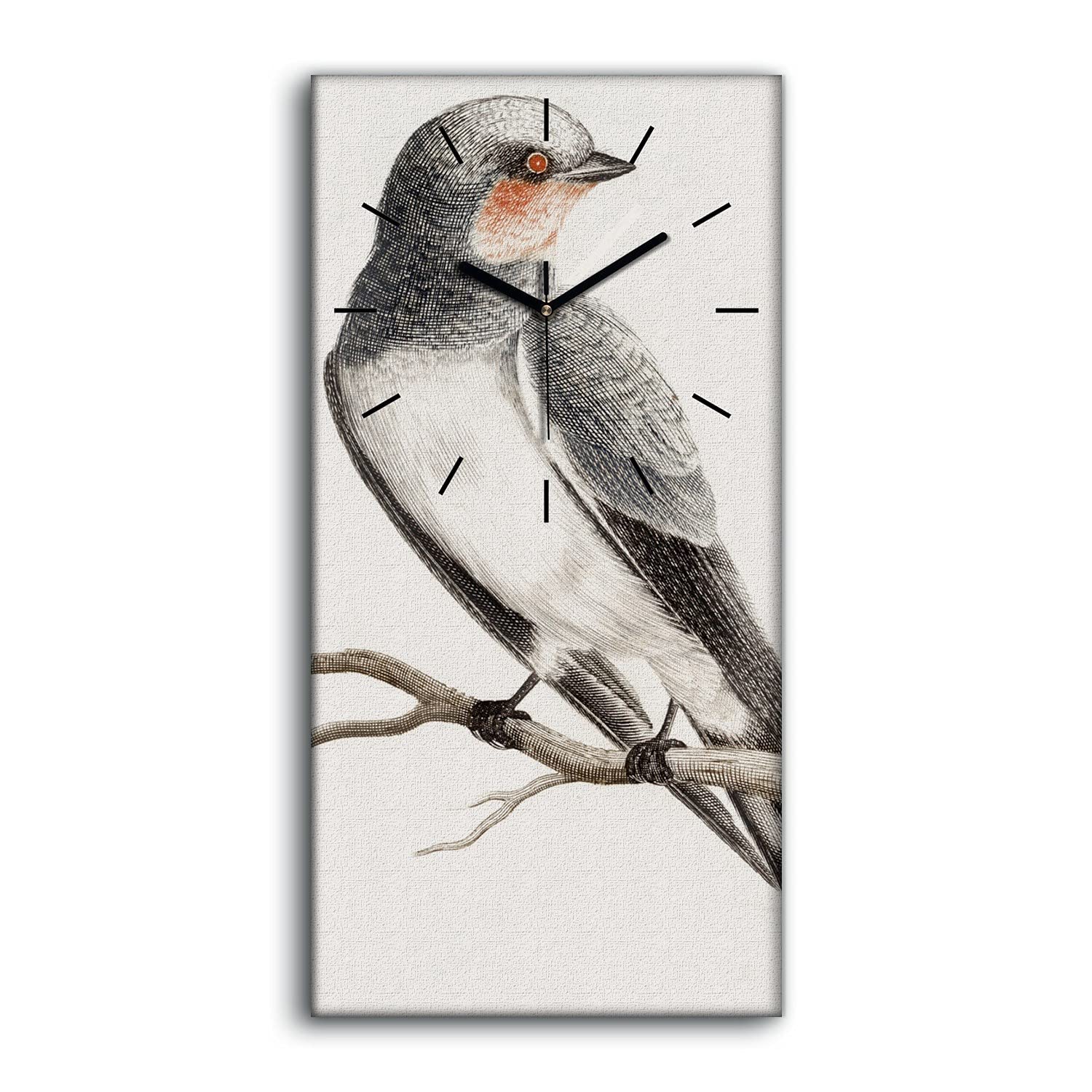 Horloge sur toile de maître 30x60cm oiseaux et design moderne
