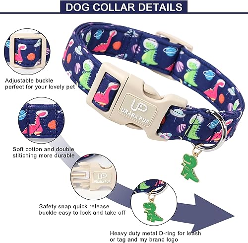 Miniatura 8 de UP URARA PUP Daisy - Collar de algodón para perro con hebilla de metal, regalo rosa para niñas o niños pequeños, medianos y grandes, lindos collares