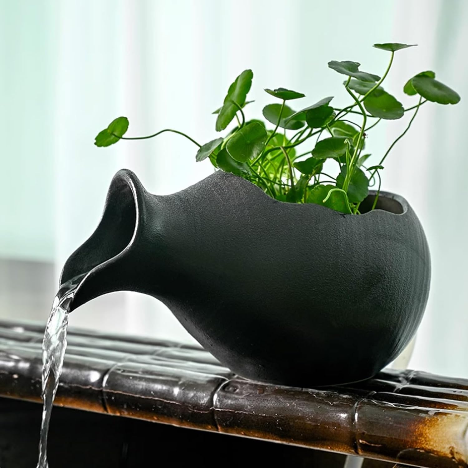 Spitters for Small Ponds, Pond Fountains, Spitter Pond Water Feature, Water Feature Outdoor Fountain Spitter, Decorative Water Feature for Garden Fish Tanks(Black)