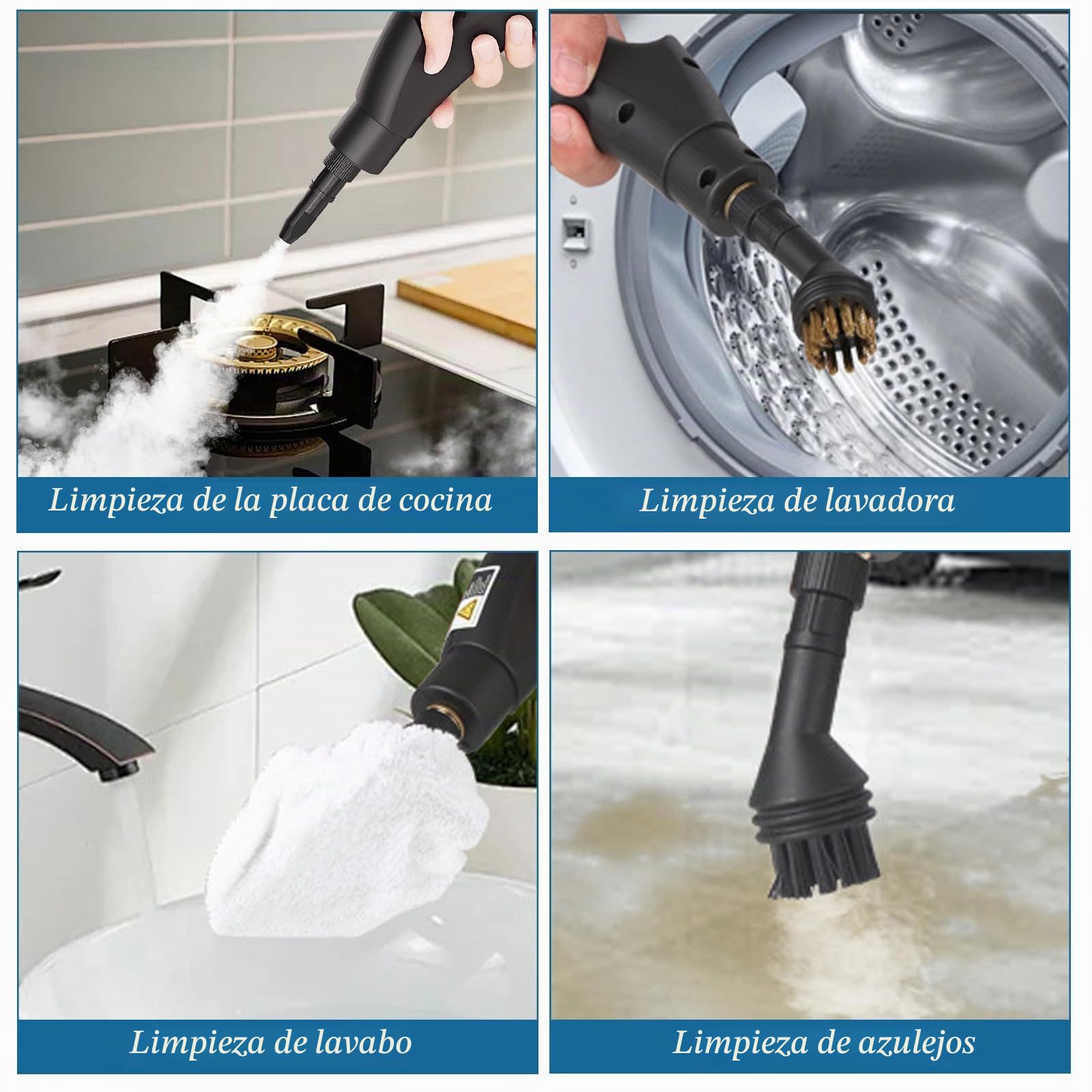 Limpiador a Vapor de 2500w, Limpiador A Vapor de Mano, Ajustable En 6 Niveles, Calentamiento RáPido En 15 Segundos, limpiador A Vapor Para Limpiar Suciedad, Grasa Y Polvo
