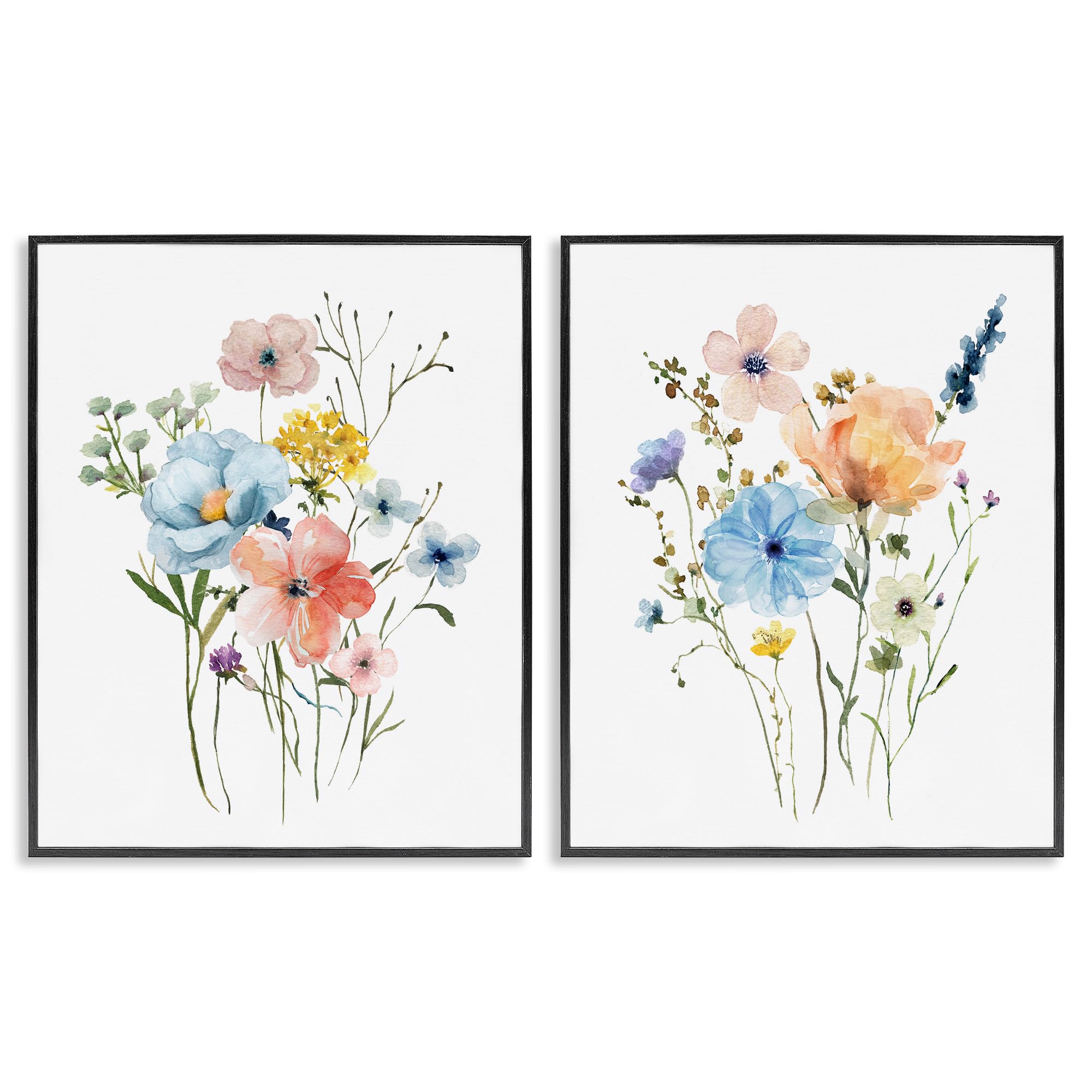 Stupell Industries Pastel Wildflower Bouquet Pair 'Wildflower Sprig Bundles'| 2Pc Framed Giclee Art Set 2