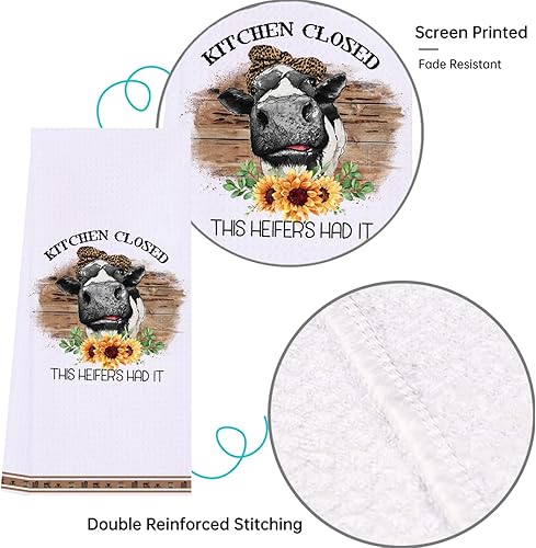 Miniatura 5 de Regalos divertidos de vaca, lindas toallas de cocina de vaca, toallas de cocina de granja, decoración divertida de vaca, toallas de plato de vaca,