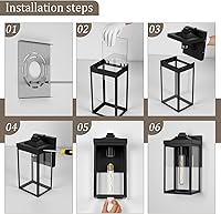 Vista 9 de Lámparas de pared para exteriores del anochecer al amanecer con sensor de fotocélula, luces de porche delantero impermeables, aplique de montaje