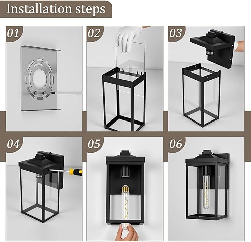 Miniatura 9 de Lámparas de pared para exteriores del anochecer al amanecer con sensor de fotocélula, luces de porche delantero impermeables, aplique de montaje