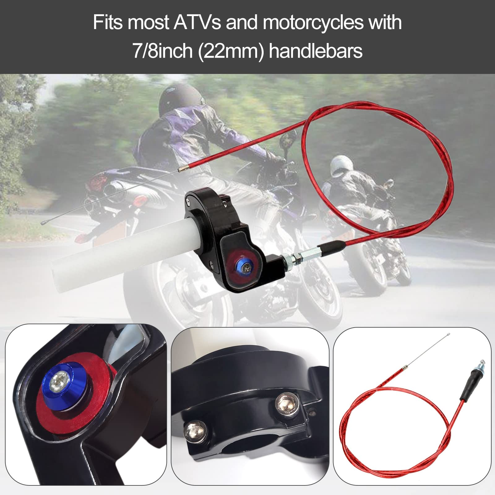 Cavo E Maniglia Dell'acceleratore A Rotazione, Maniglia Con Cavo, Cavo per Manubrio Da 7/8",Cavo Dell'acceleratore A Rotazione Rapida, Per Atv Da Cross E Pocket Bike Da 50-200CC