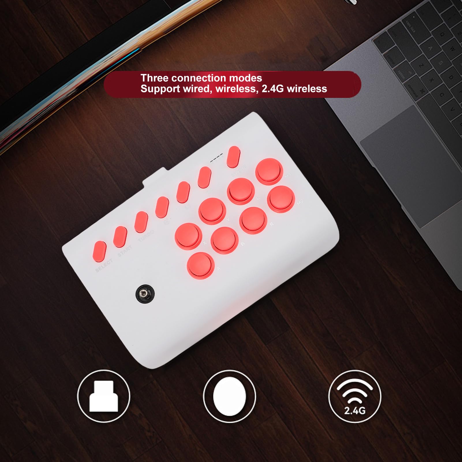 Fight Stick, Controlador Inalámbrico de Juegos de Lucha Bluetooth con Programación Turbo Macro, Joystick de Lucha Ergonómico para iOS, para Android, para para para