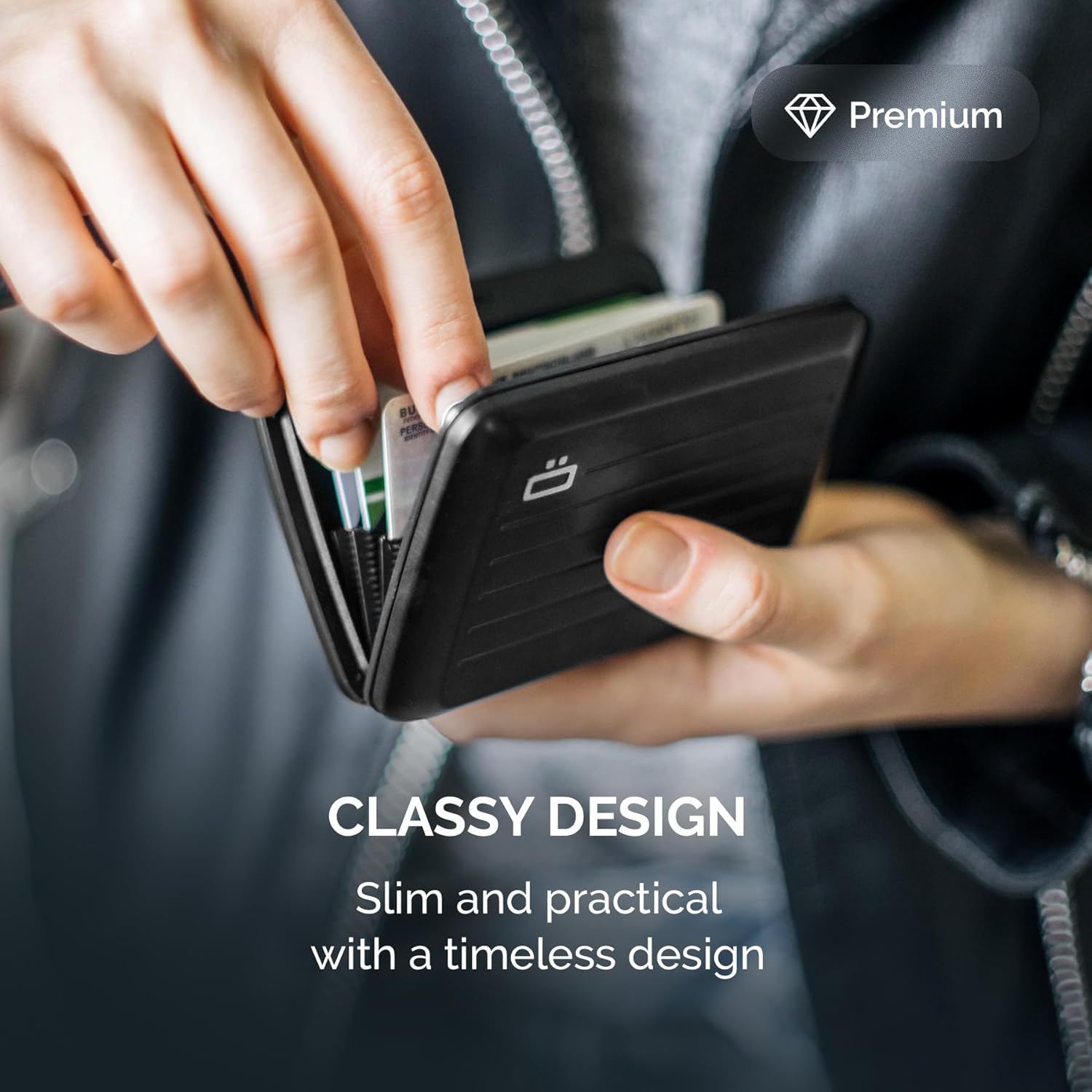 ÖGON -DESIGNS- Aluminum card holder with metal lock, RFID protection against fraud and demagnetization, compact wallet, Smart Case OSLO model - Image 6