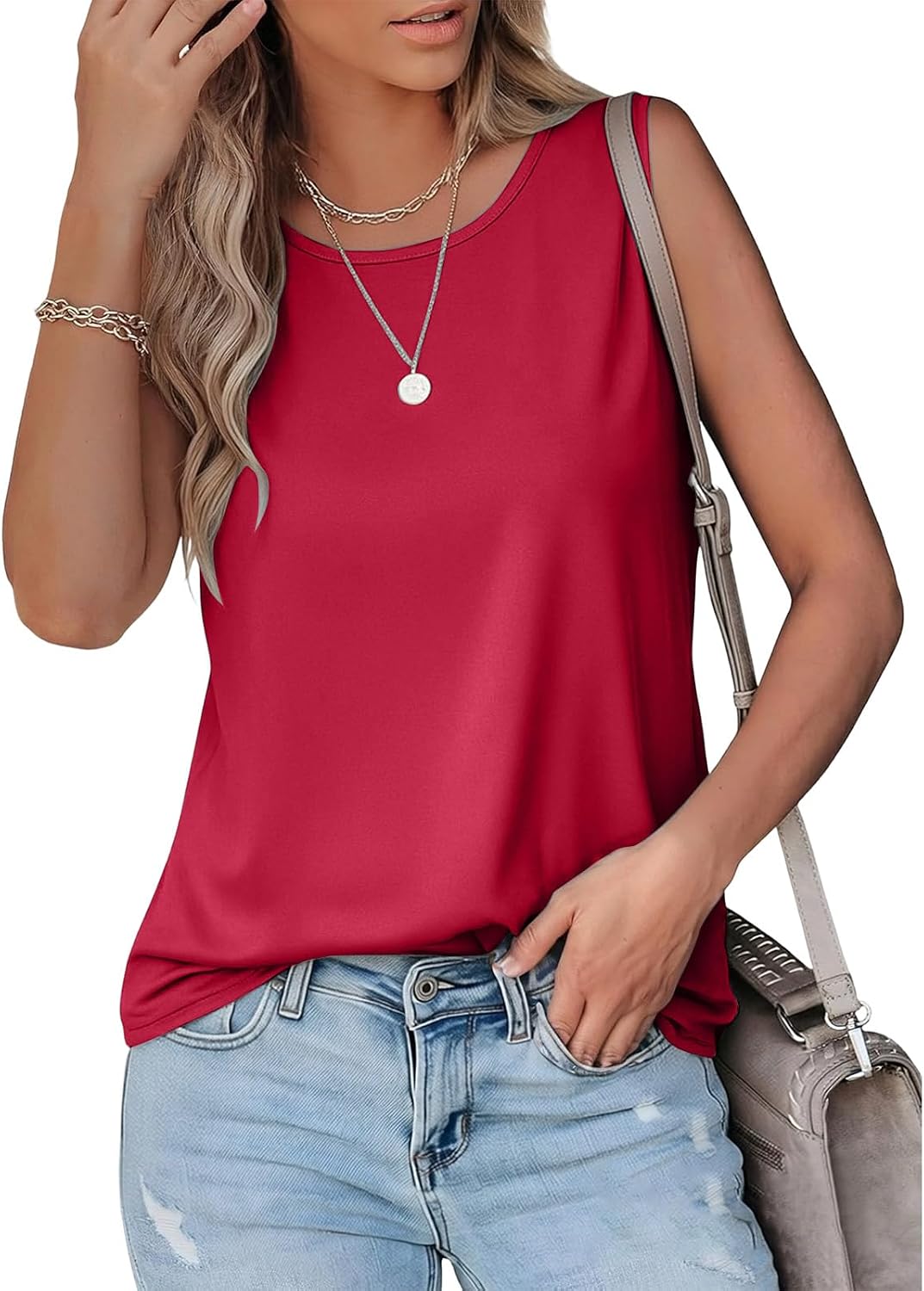 FQZWONG Tank Tops for Women 2026 Trendy Soild V Neck Sleeveless Tops Lightweight Basic Tees Casual Shirts Summer Clothes