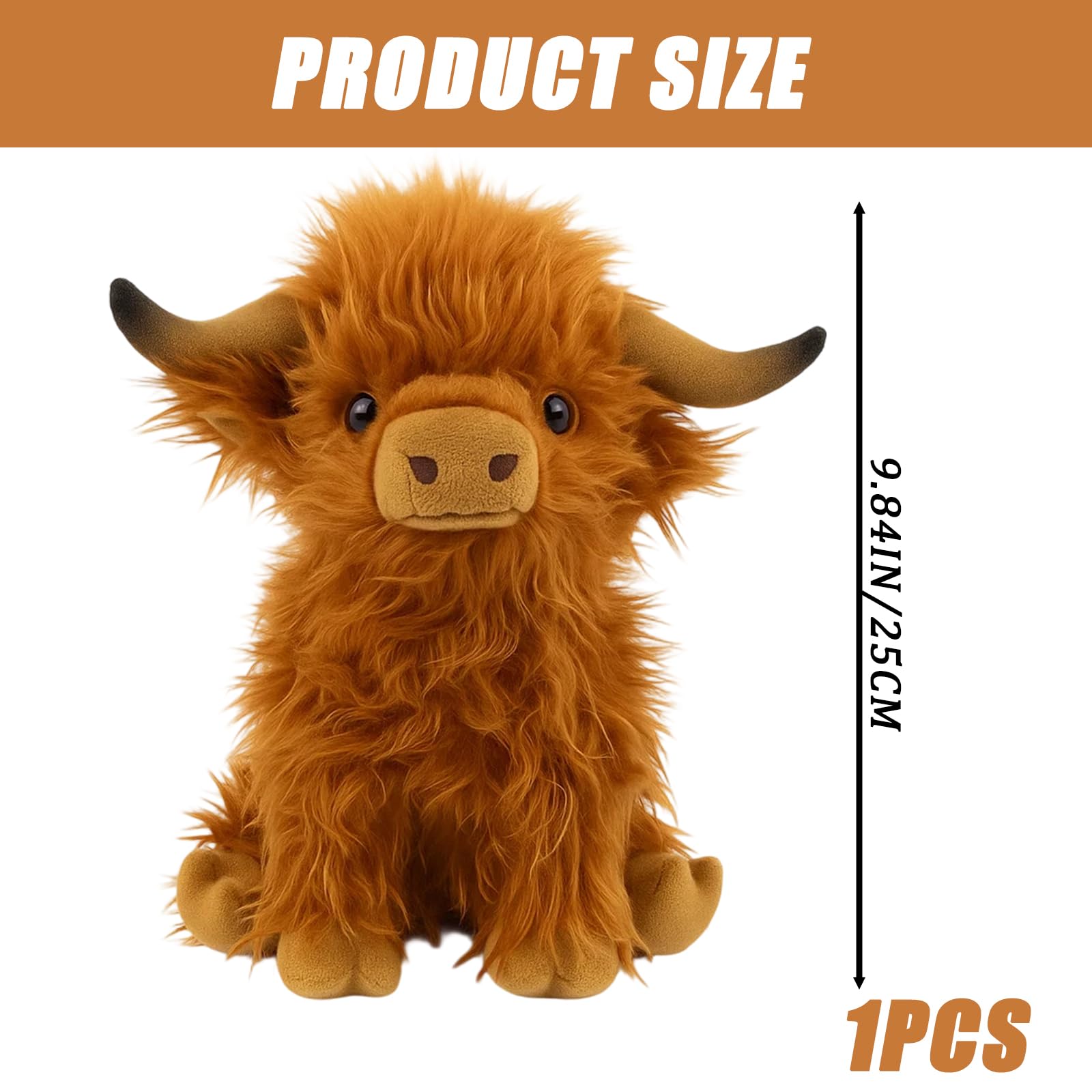 Highland Cow Teddy, Brown Highland Cow Plush Toy - Image 2