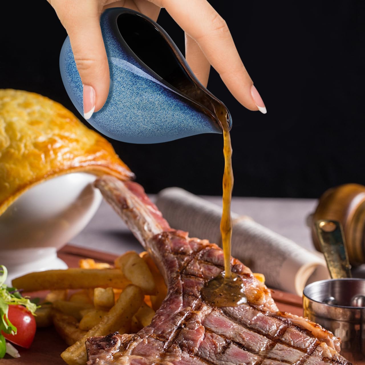 VICASKY Porzellan Saucenkrug Milchkännchen für Salatdressings Saucen Robustes Glattes Design für Warme Soßen Beruhigende Farbe für Ihre Küche