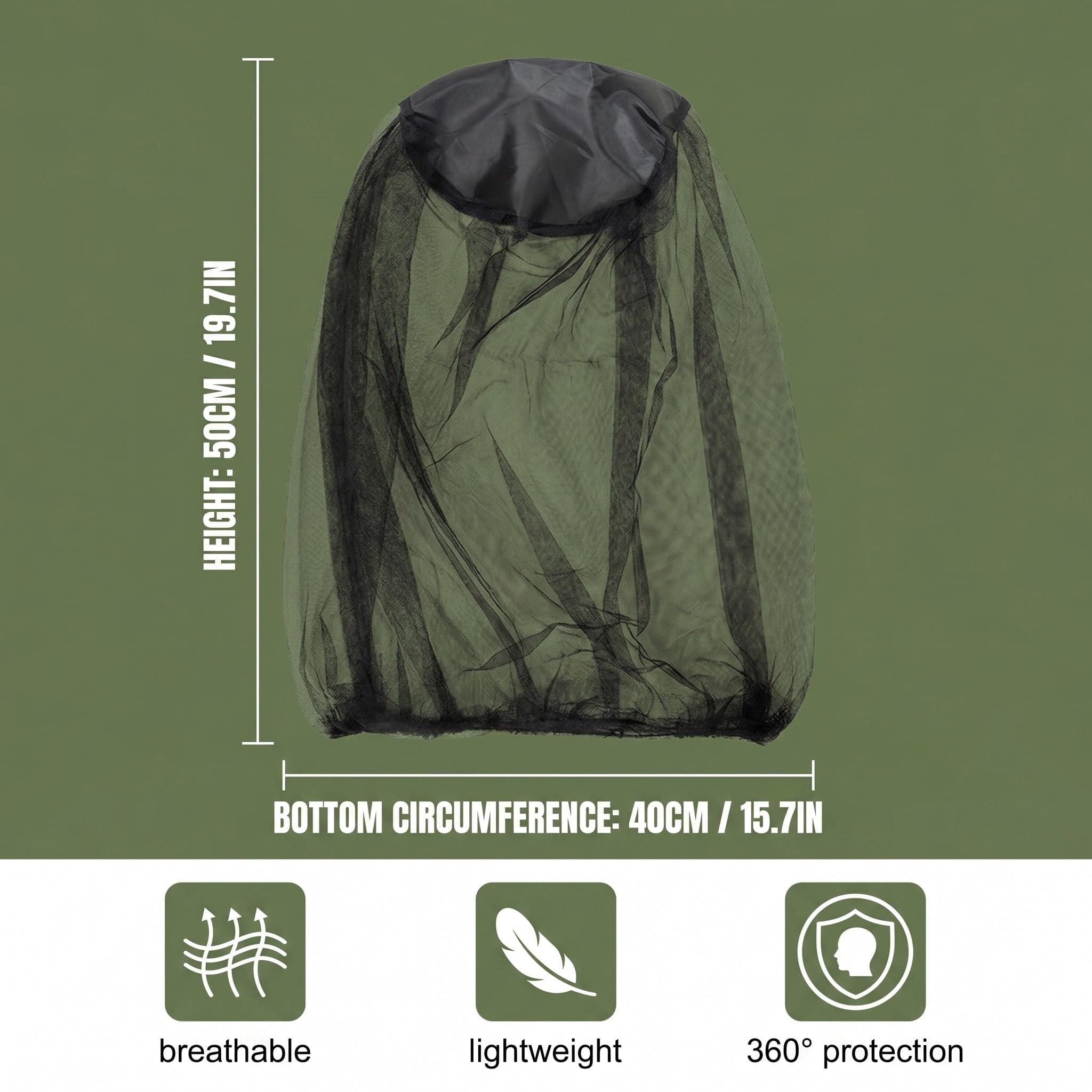 2 Pezzi Cappello Apicoltore con Rete Zanzariera Testa, Maschera Anti Insetti e Zanzare per Pesca, Escursionismo e Campeggio, Protezione Viso in Nylon Traspirante, Nero