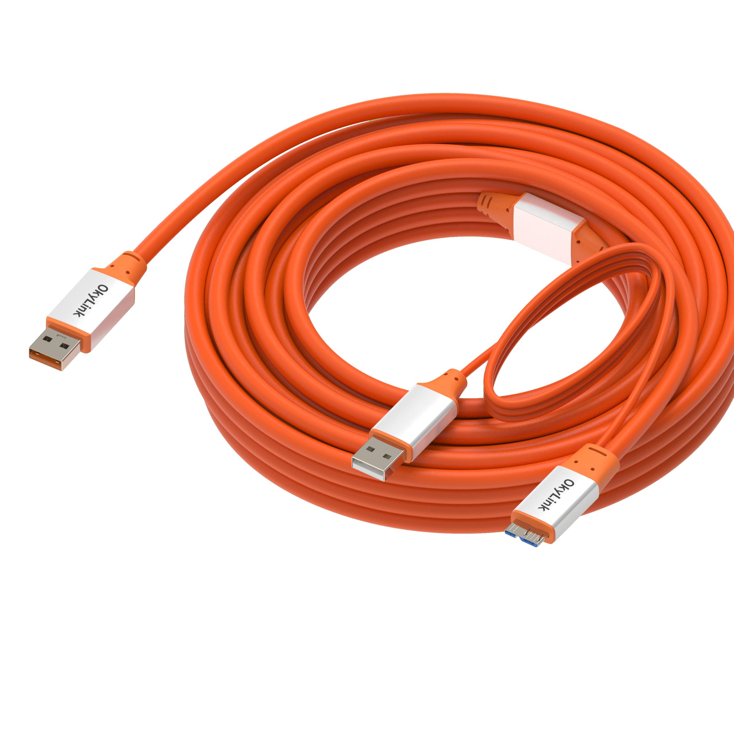 OkyLink Aktives USB 3.2 Gen 2 Kabel USB-A auf Micro-B, Stecker auf Stecker, 10Gbps, 10m