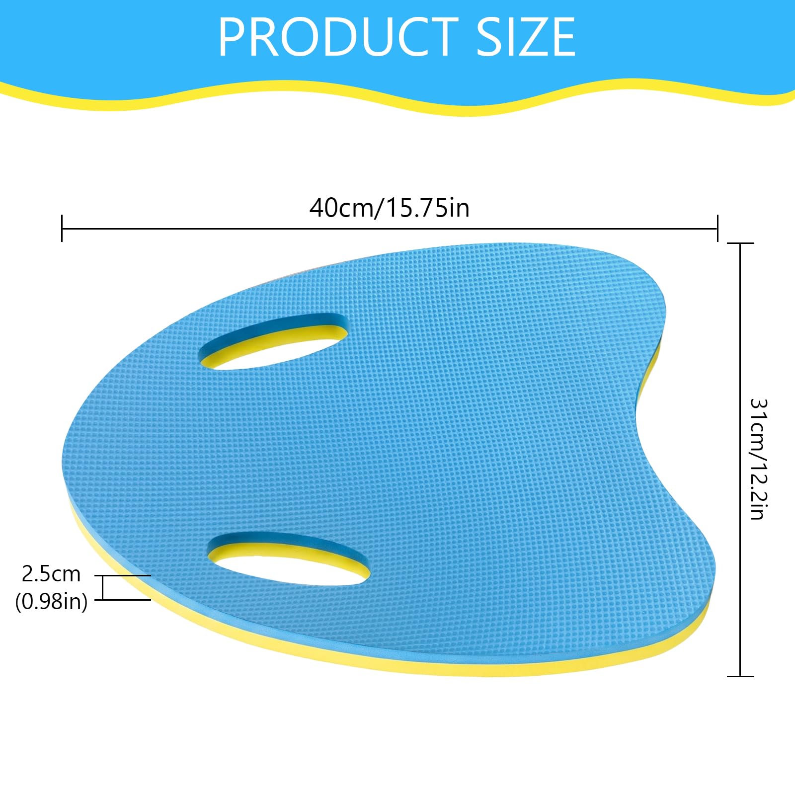1 Unidad Tabla de Natación Kickboard, Espuma EVA para Niños y Adultos, Entrenamiento Natación Aquafitness, Forma en A con Asas 40 x 32 cm