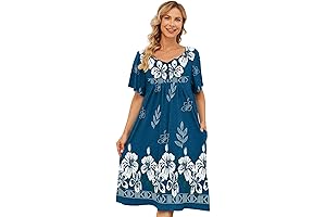 House Dresses for Women with Pockets Mumus in Short Sleeve for Lounge, S-3XL
