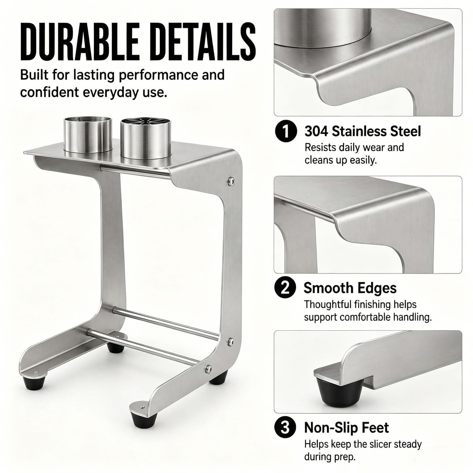 JOSBY Affettatrice Manuale per Cetrioli, Base Antiscivolo, in Acciaio Inox 304, Affettatrice Professionale per Verdure, velocità di Taglio 10 Fette al Minuto, Diametro di Taglio 45 Mm, Ideale per