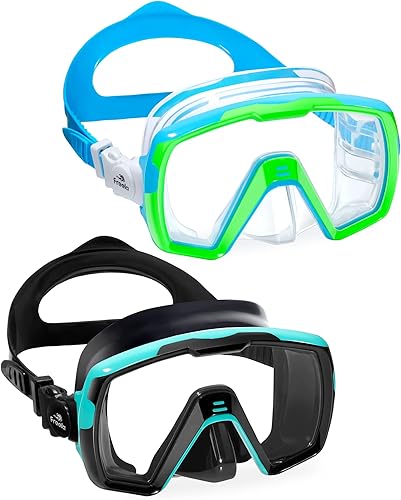 Freela Gafas de natación para niños con cubierta de nariz para 6 a 16 años, paquete de 2 máscaras de natación de visión amplia, antiniebla, sin