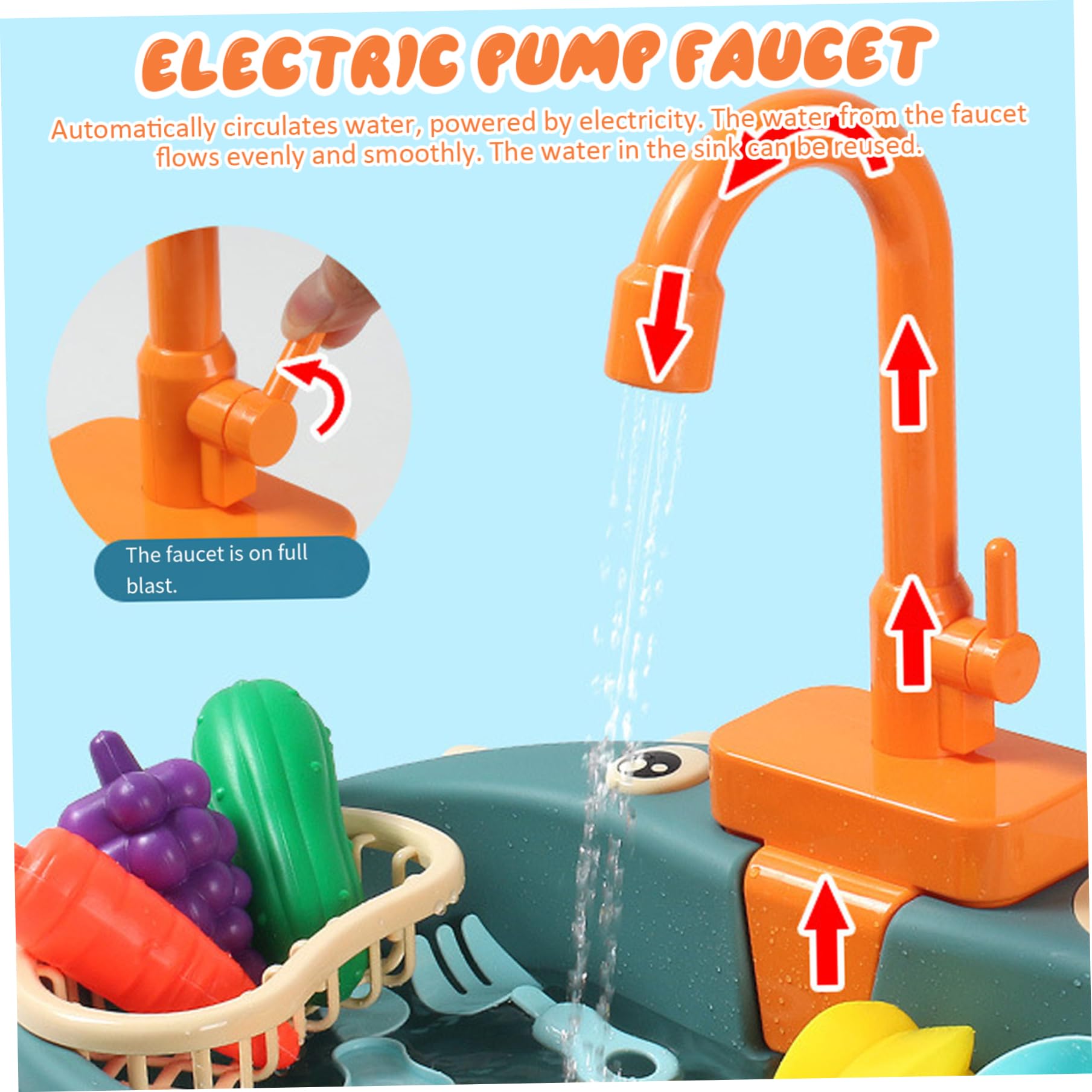 Toy Sink Faucet, 5.5x10.2x3 Plastic Replacement Kitchen Sink Toys Faucet, Playhouse Accessories for Boys Girls Toddlers — view 4