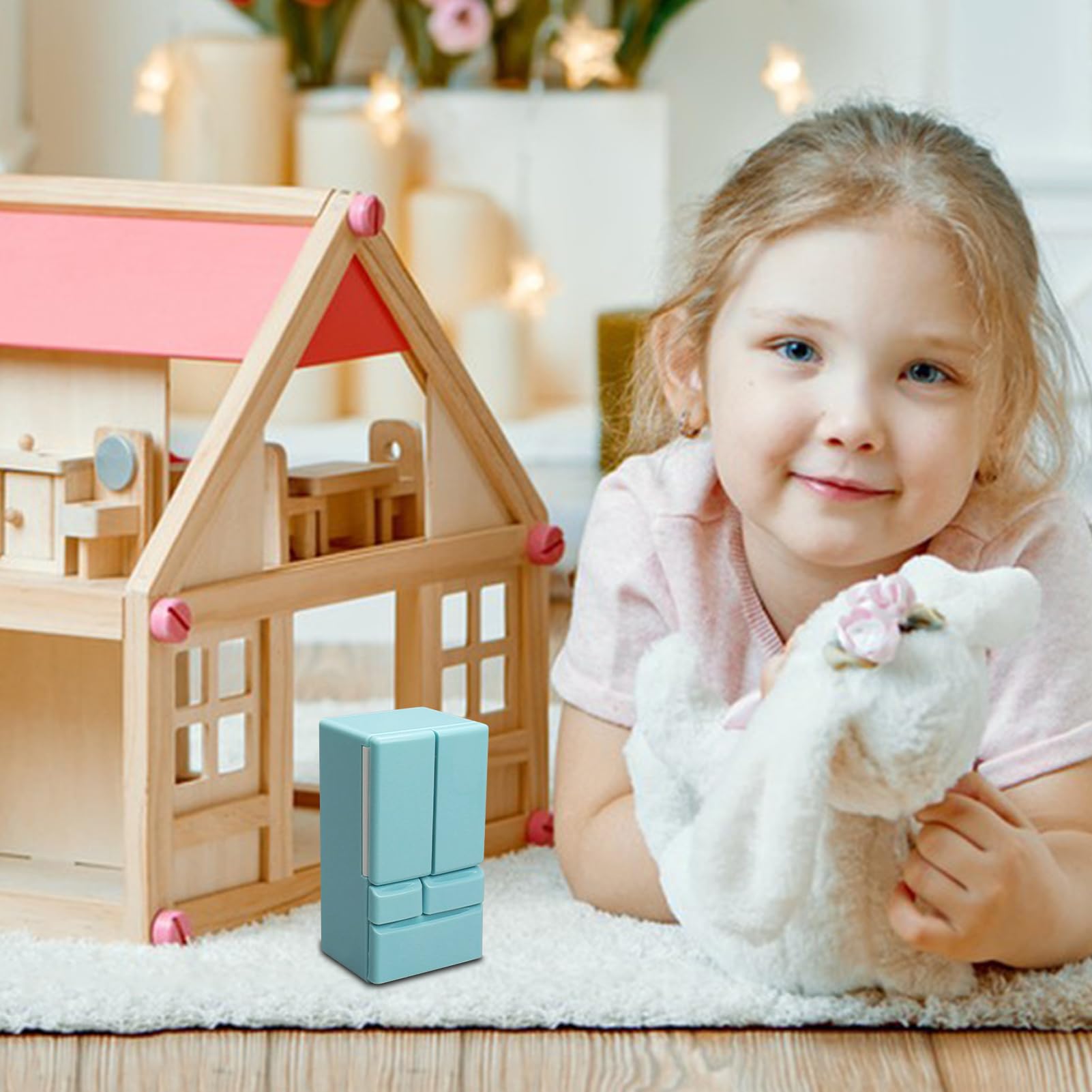 Doll House Fridge | Creative Small Refrigerator 1:12 Scale - Doll House Furniture, Pretend Play Scene, Children Play Home Toy for Children Kids — view 2