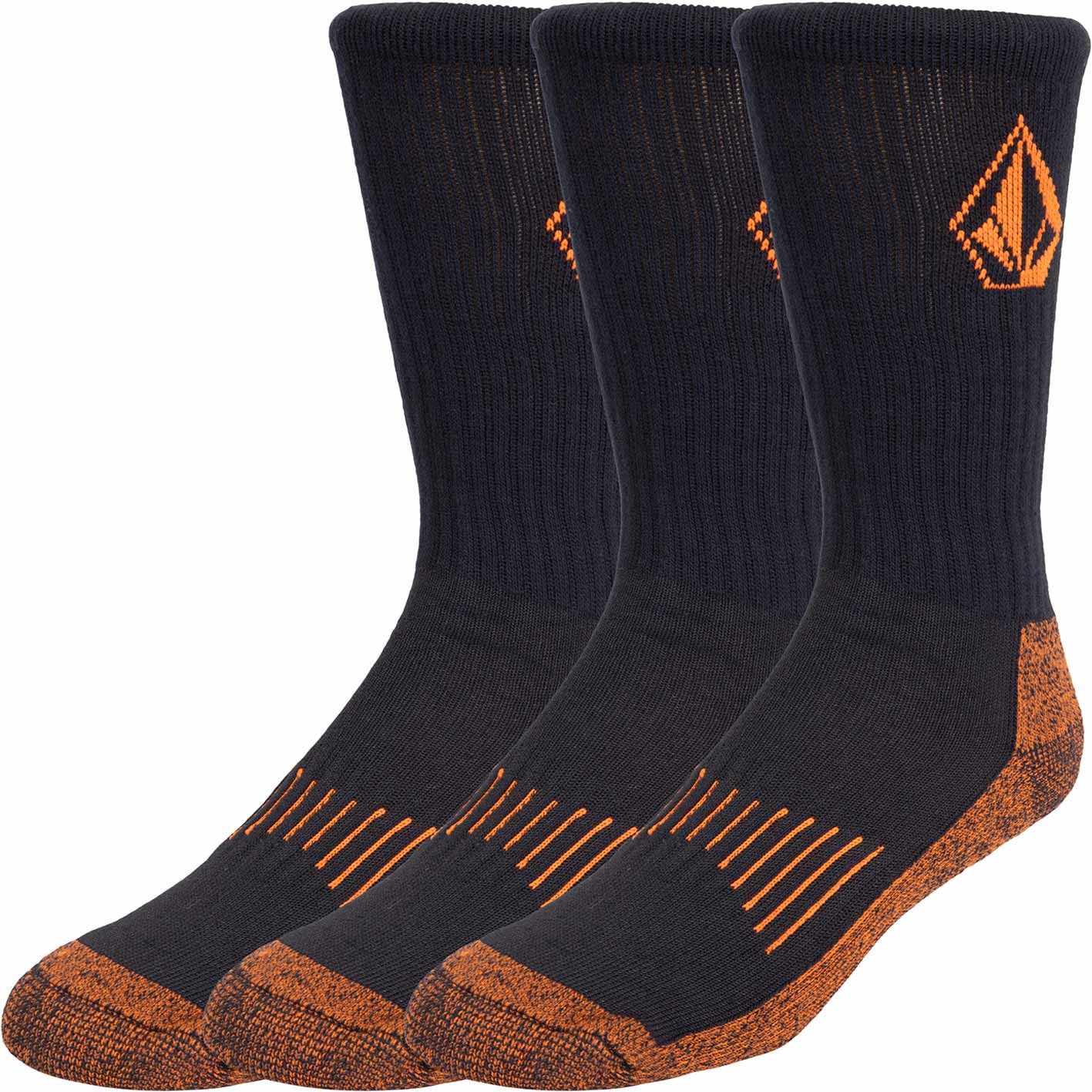 Volcom Men's Black Workwear Pack Of 3 Crew Socks (, 42-46), 42-46