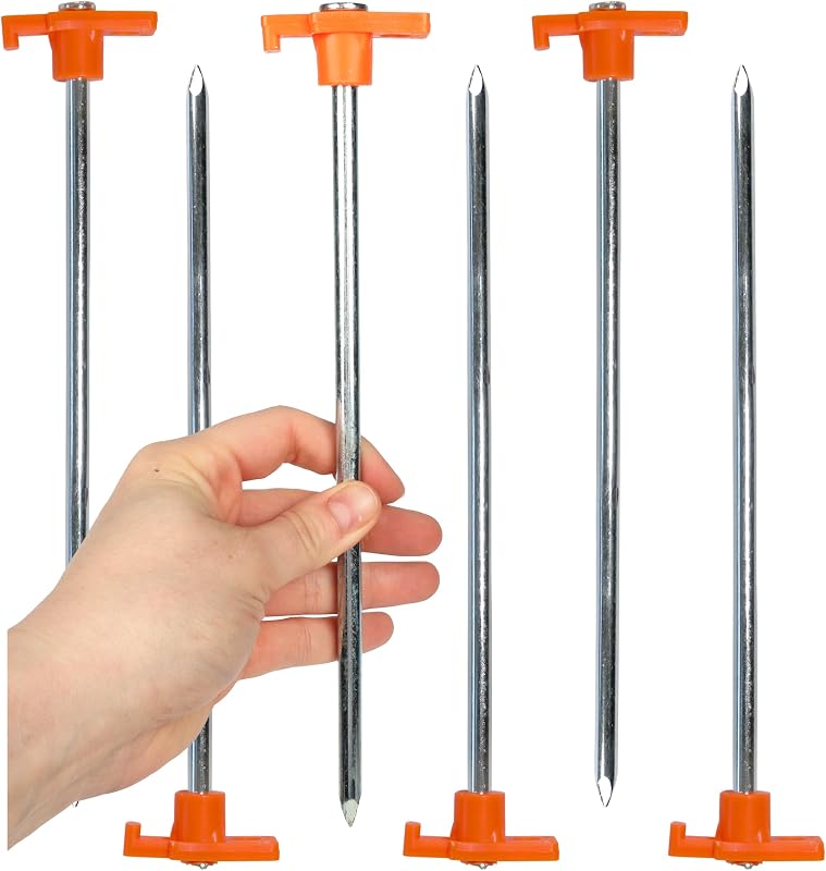 Steel Nail Pegs for Camping, Heavy-Duty Tent Stakes for Outdoor Anchoring, Durable Ground Anchors for Secure Setup, 4-Pack, 10-Inch