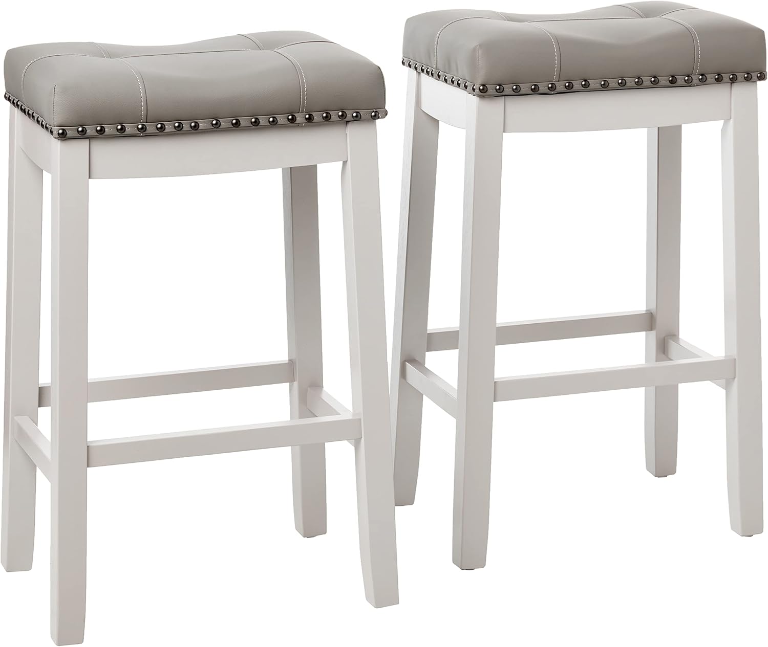 Angel Line Cambridge Bar Stools, 29" Set of 2, Gray Cushion