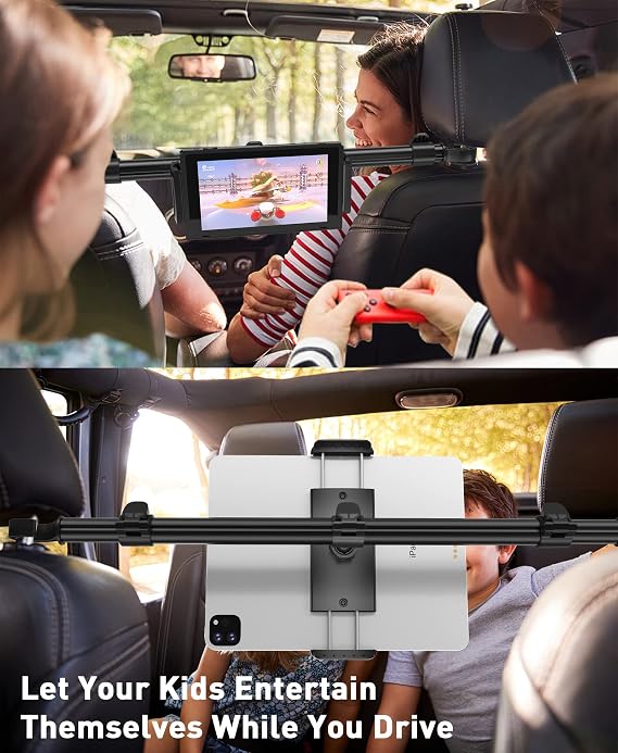 Tryone Car Tablet Holder Mount for iPad: Headrest Tablet Stand for Car Back Seat Compatible with iPad Pro Air Mini | Galaxy Tab | Kindle Fire HD | Switch OLED or Other 4.7-16.1 Devices