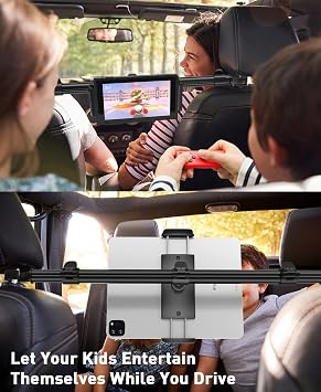 Tryone Car Tablet Holder Mount for iPad: Headrest Tablet Stand for Car Back Seat Compatible with iPad Pro Air Mini | Galaxy Tab | Kindle Fire HD | Switch OLED or Other 4.7-16.1 Devices