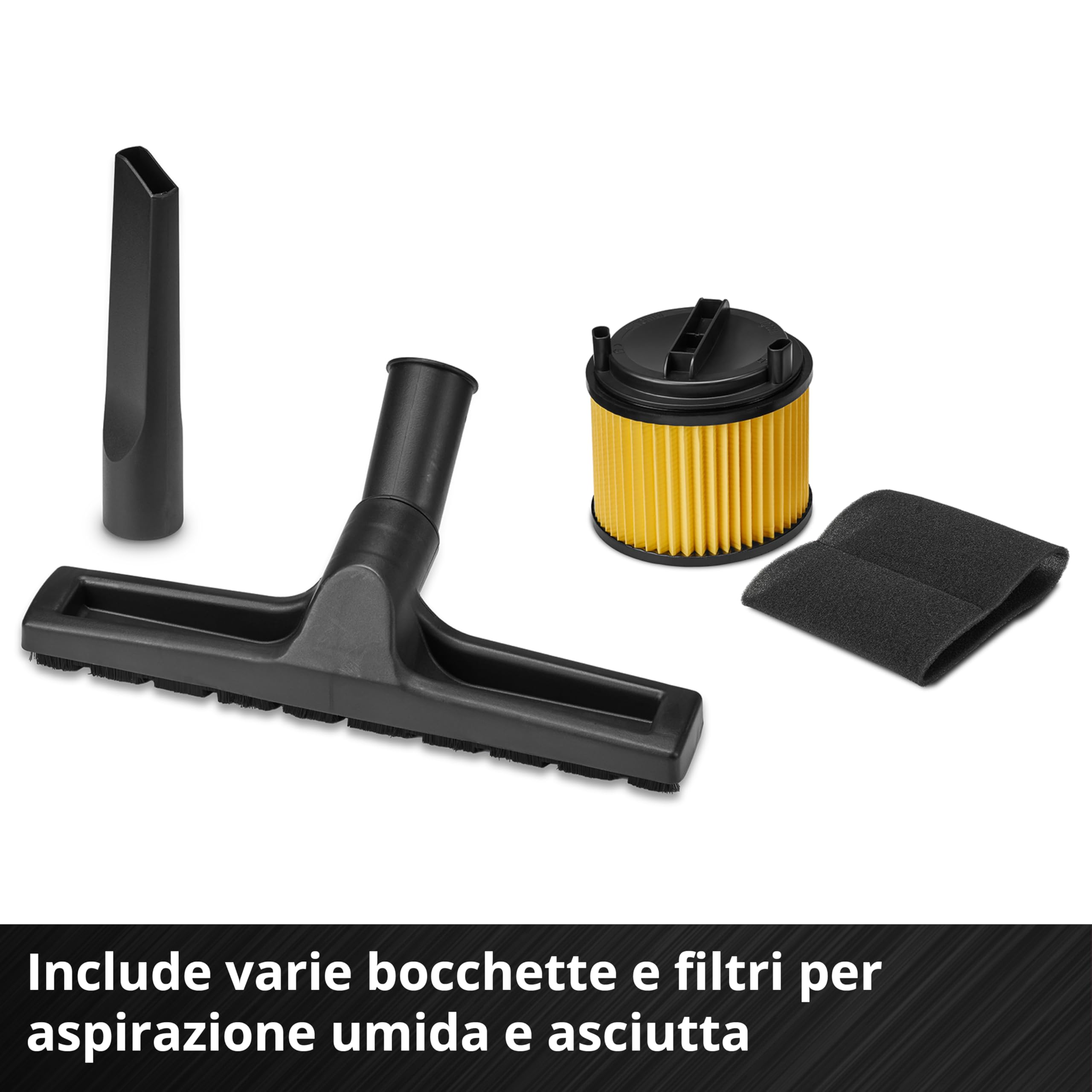 Einhell Aspiratore TC-VC 2555 (850 Watt, aspirazione 180 mbar, presa automatica, serbatoio di raccolta da 25 L, 4 rotelle, maniglia di trasporto, incl. bocchette, filtri e sacco raccolta sporcizia)