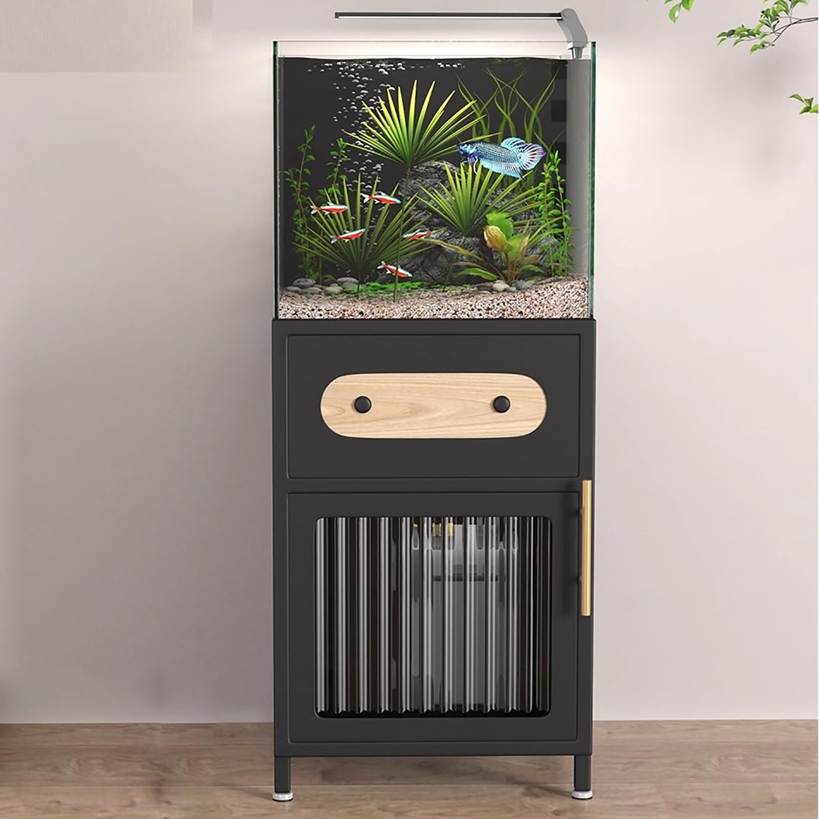 Stolik pod Akwarium, Szafka pod Akwarium Metalowa, Stojak pod Akwarium dla Gadów/Hodowli, Stojak pod Terrarium, Bez Montażu(Black,45x45x70cm/18x18x28in)