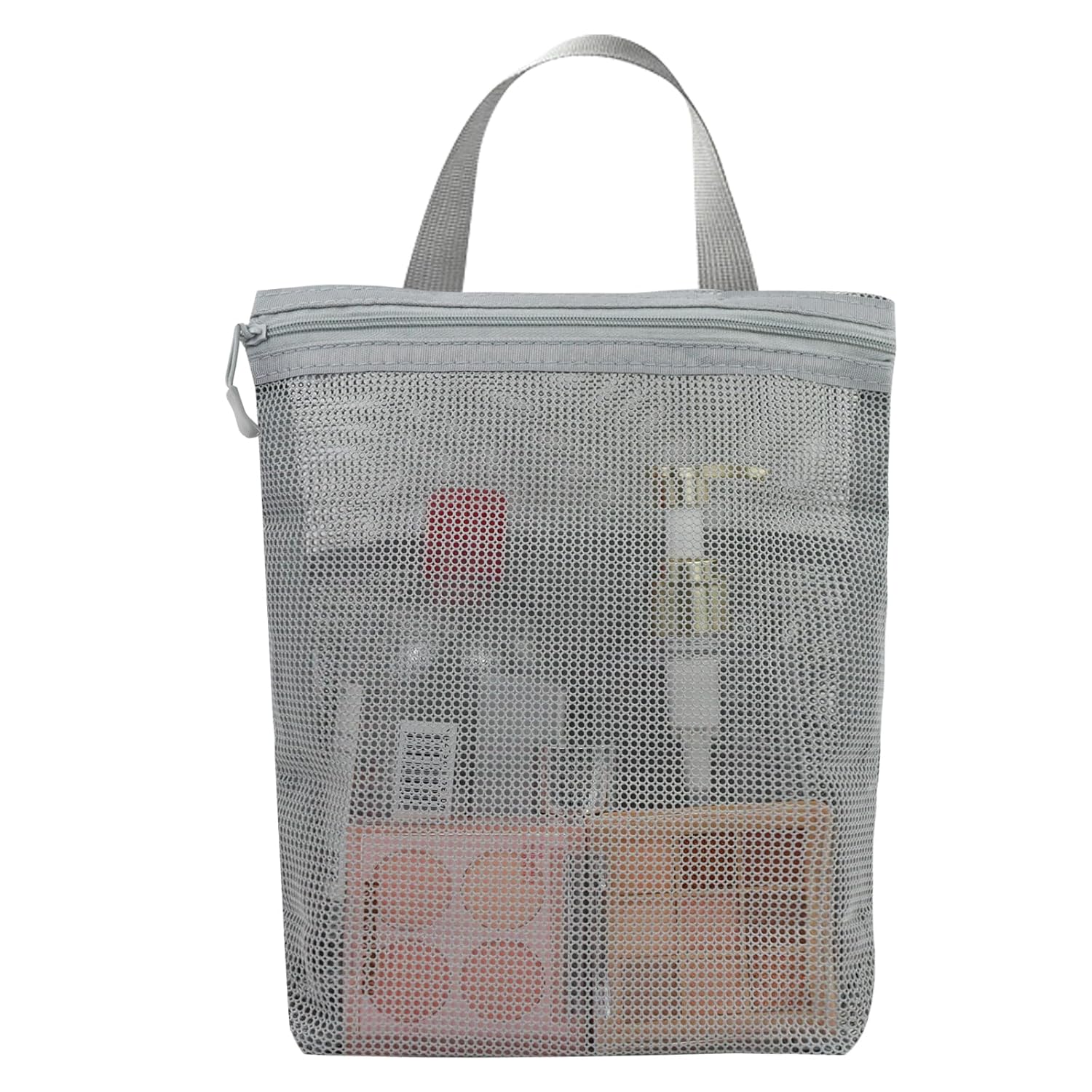 FuninCrea Mesh Shower Caddy Foldable and Portable Shower Bag with Zip Pocket Quick-Drying Mesh Toiletry Bag with Sturdy