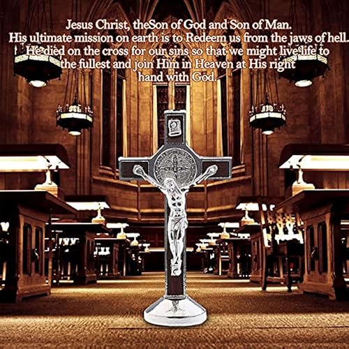 Miniatura 4 de jojomis Crucifijo - Estatua de cruz de Jesucristo para decoración de capilla del hogar del auto color plateado