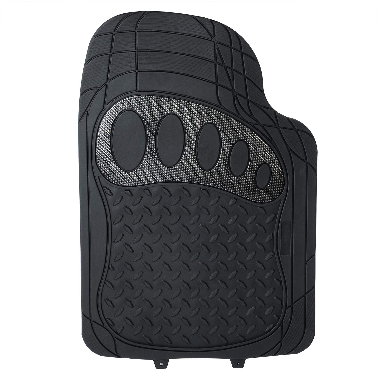 WOLTU Tappetini Auto Universali Tagliabile Tappeto Antiscivolo Moquette Gomma Nero Set 4 Pezzi