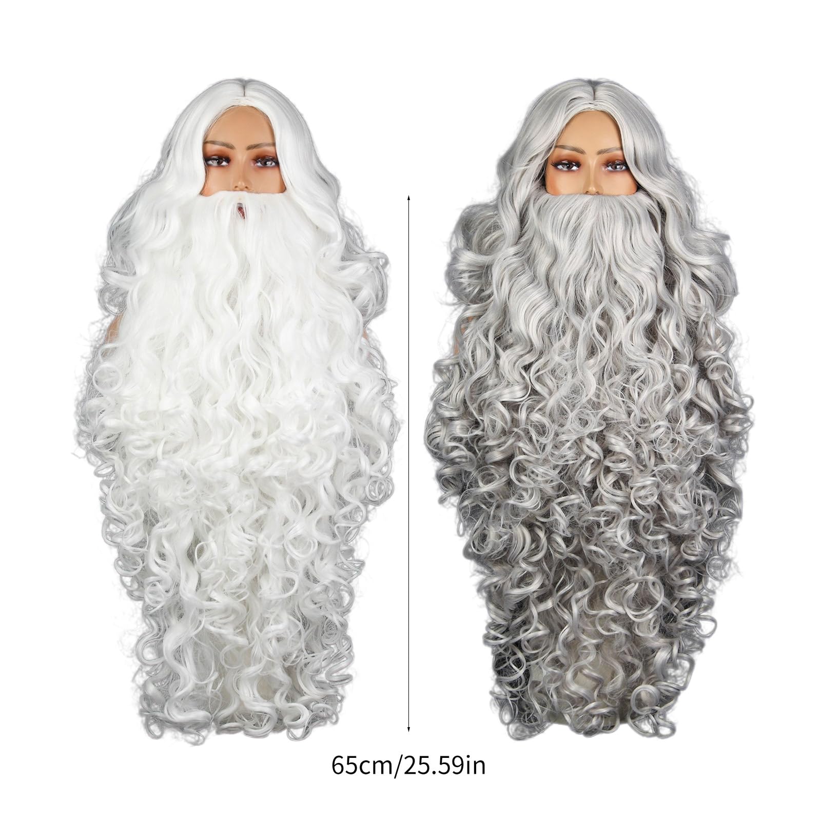Deluxe Weihnachtsmann Perücke und Bart Set, Cosplay Kostüm, White