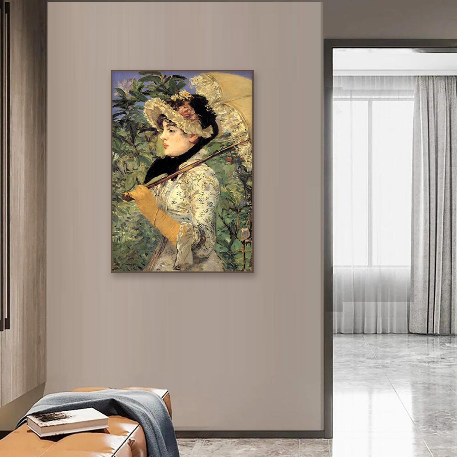 RKGHDCX Édouard Mancit Giclee Płótno Drukowanie Farba-Reprodukcja Obraz na płótnie Słynne dzieła sztuki Plakaty Wall Art Decoration(Wiosna) 30x45cm12 x18 Drewniana rama