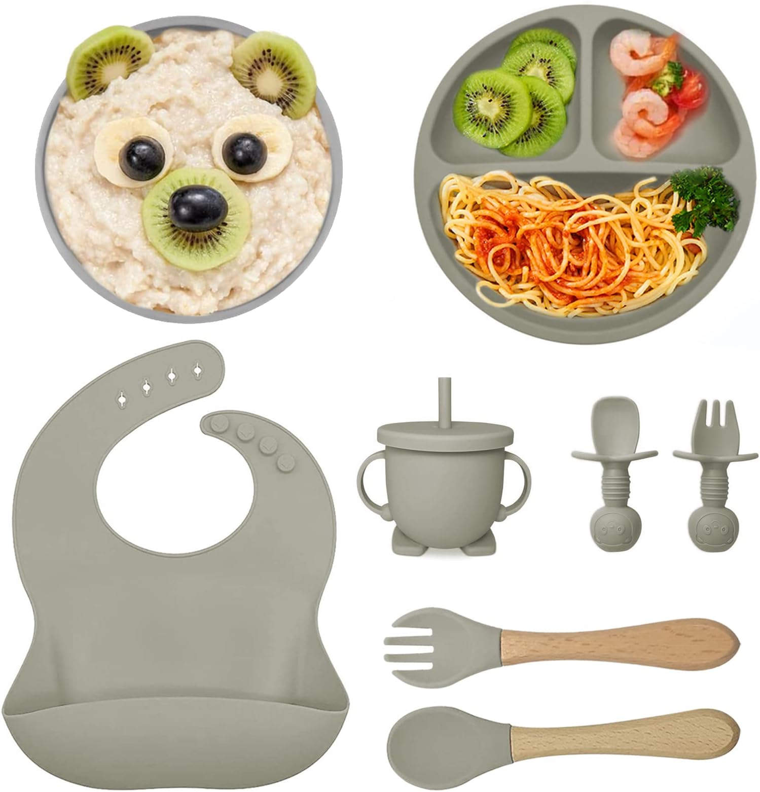 Coffrets Repas Pour Bébé Silicone, Lot De 6, Assiette