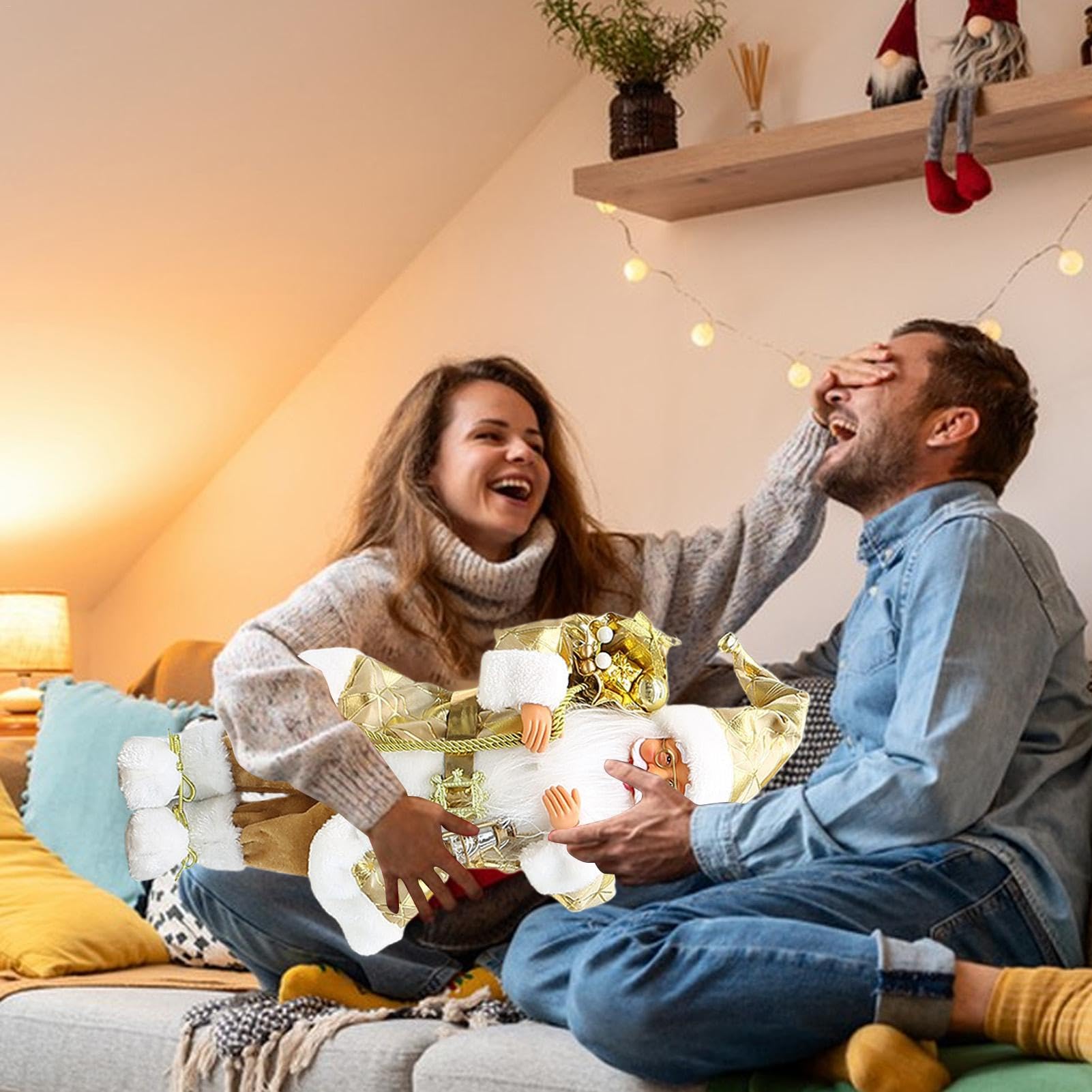 Estatua De Papa Noel Figura De Pie De 46 Centímetros | Decoración De Figura De Papa Noel Para Navidad De Pie Para Hogar Mesa Escritorio Ventana Chimenea Familia Amigos Colegas y
