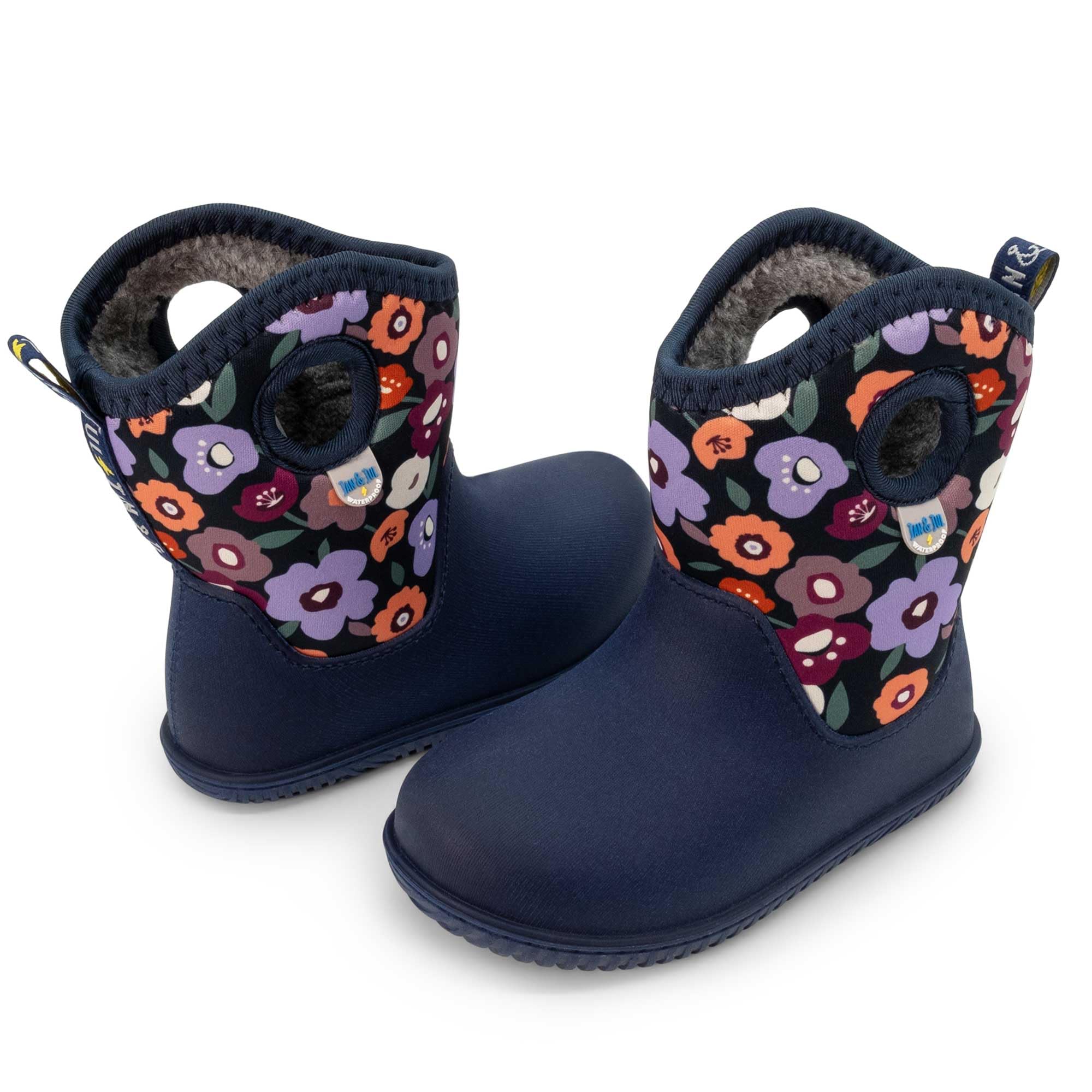 Jan & Jul Wasserdichte Mädchenstiefel mit Sherpa-Fleece-Futter (Winterblumen, EU Größe 31)